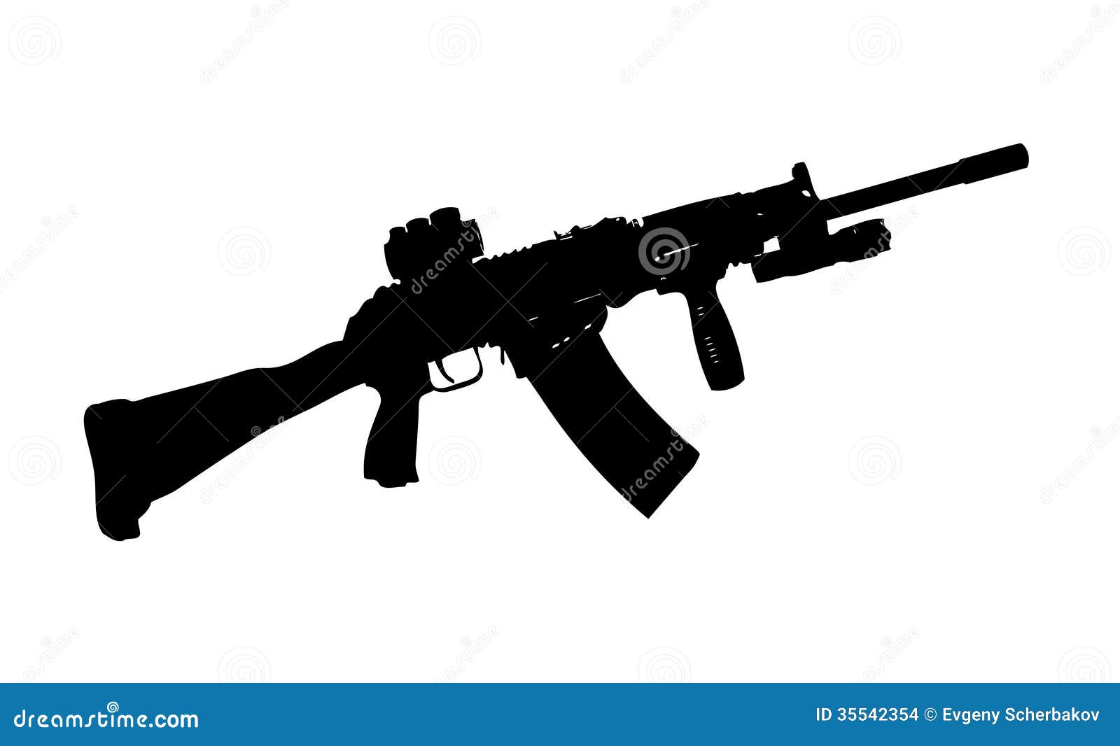 Black Silhouette Of A Kalashnikov AK-47 Stock Illustration