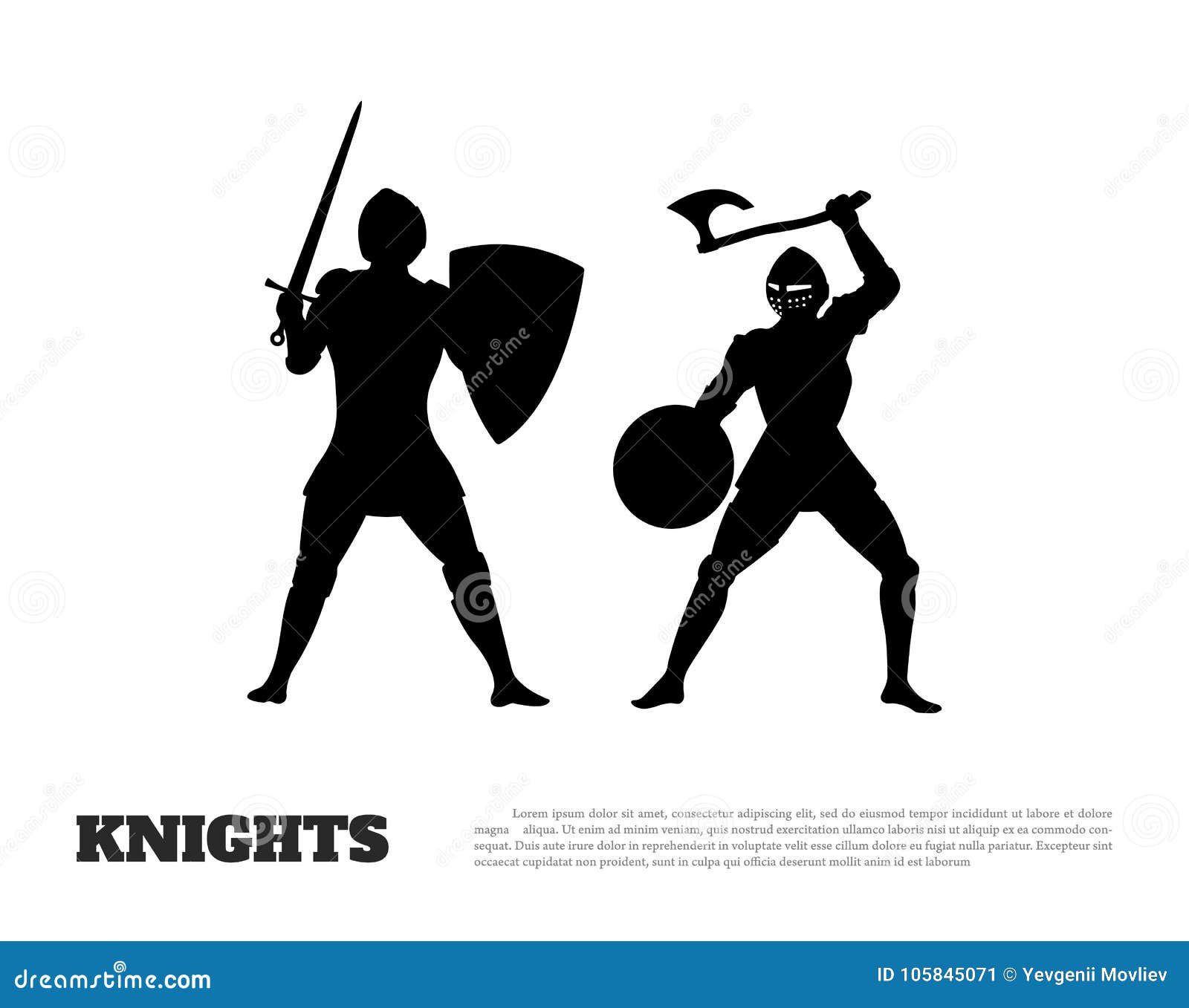 black silhouette of knight battle on white background. icon of medieval soldiers
