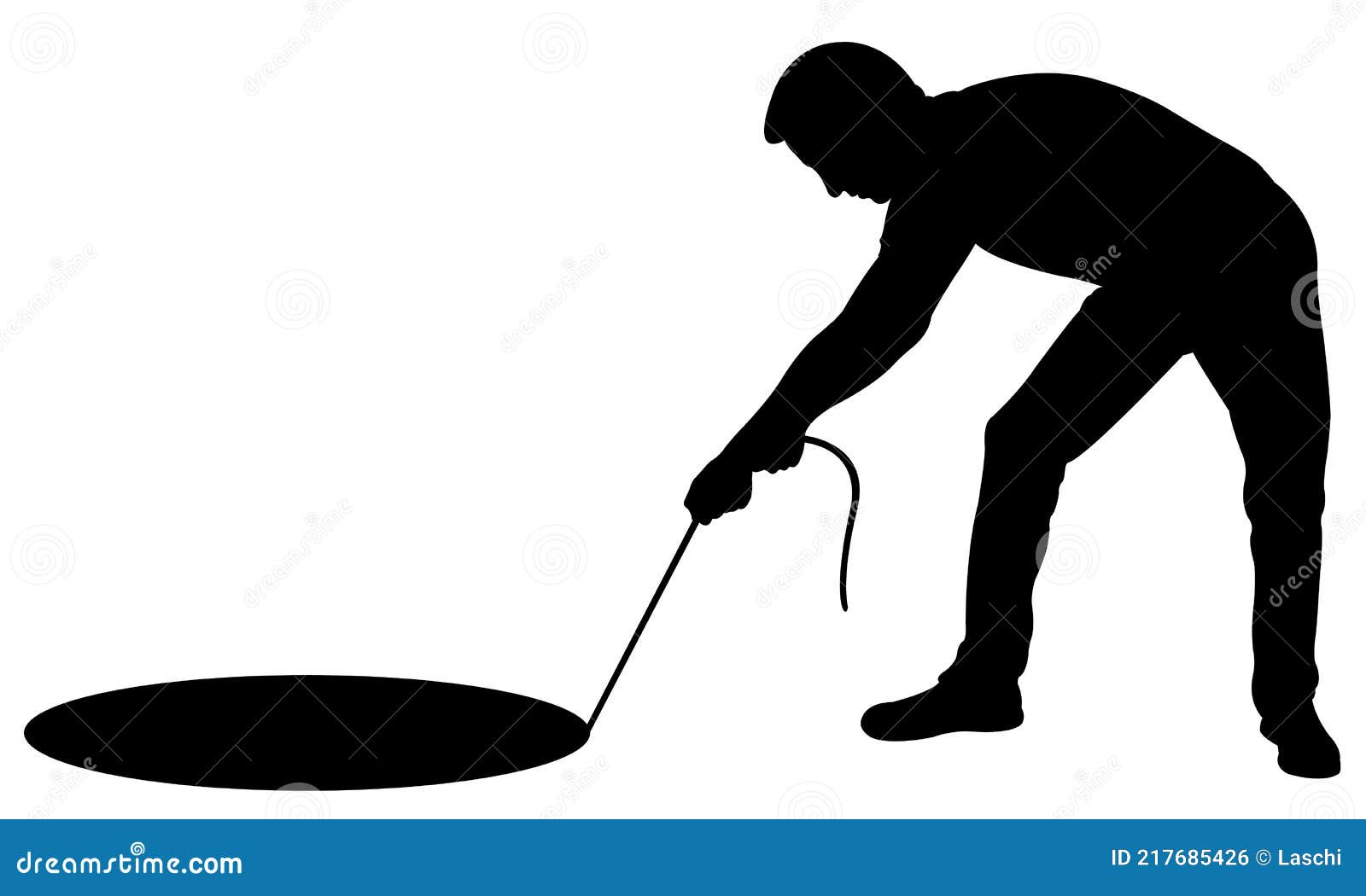 Man pulling rope from hole stock vector. Illustration of person