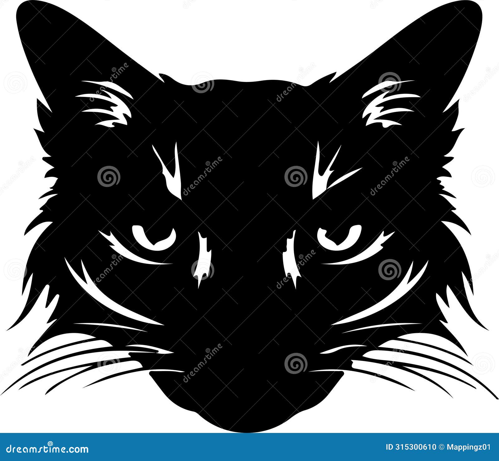 ojos azules cat black silhouette generative ai