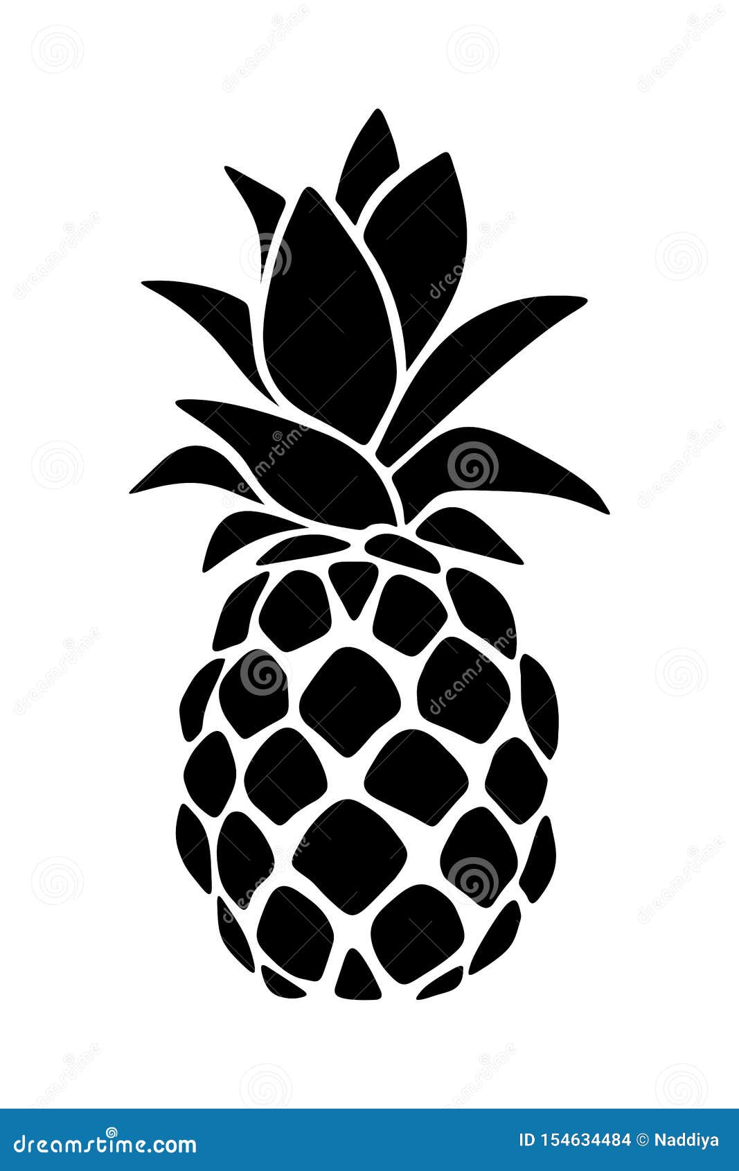 Download Black Silhouette Of A Pineapple. Vector Illustration ...