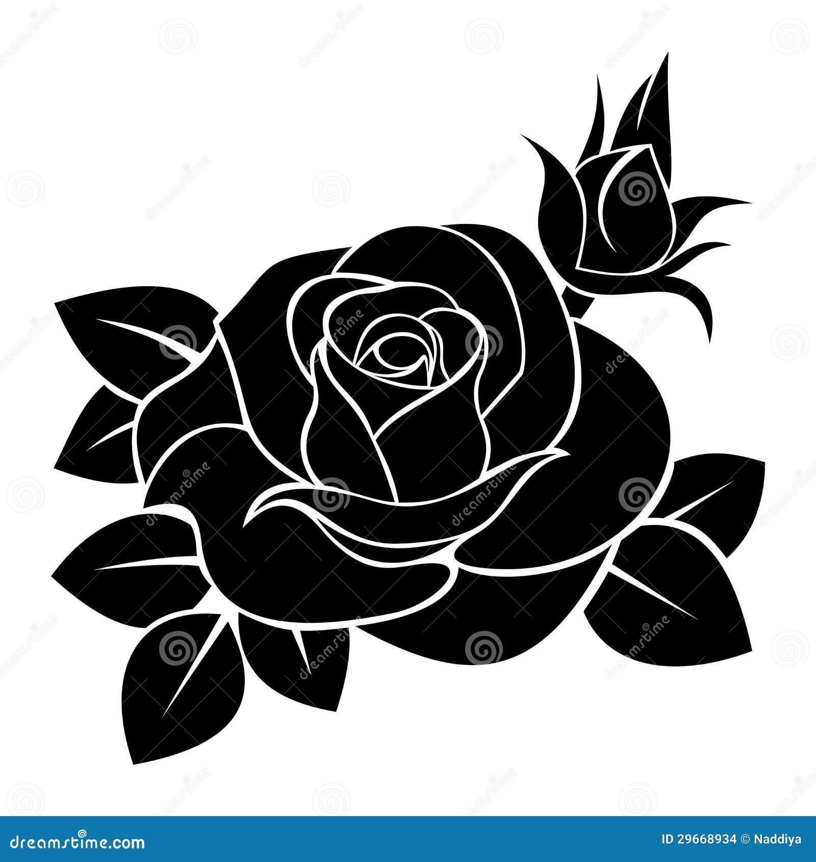 Black Silhouette Of Rose. Vector Illustration. Stock Vector - Image ...