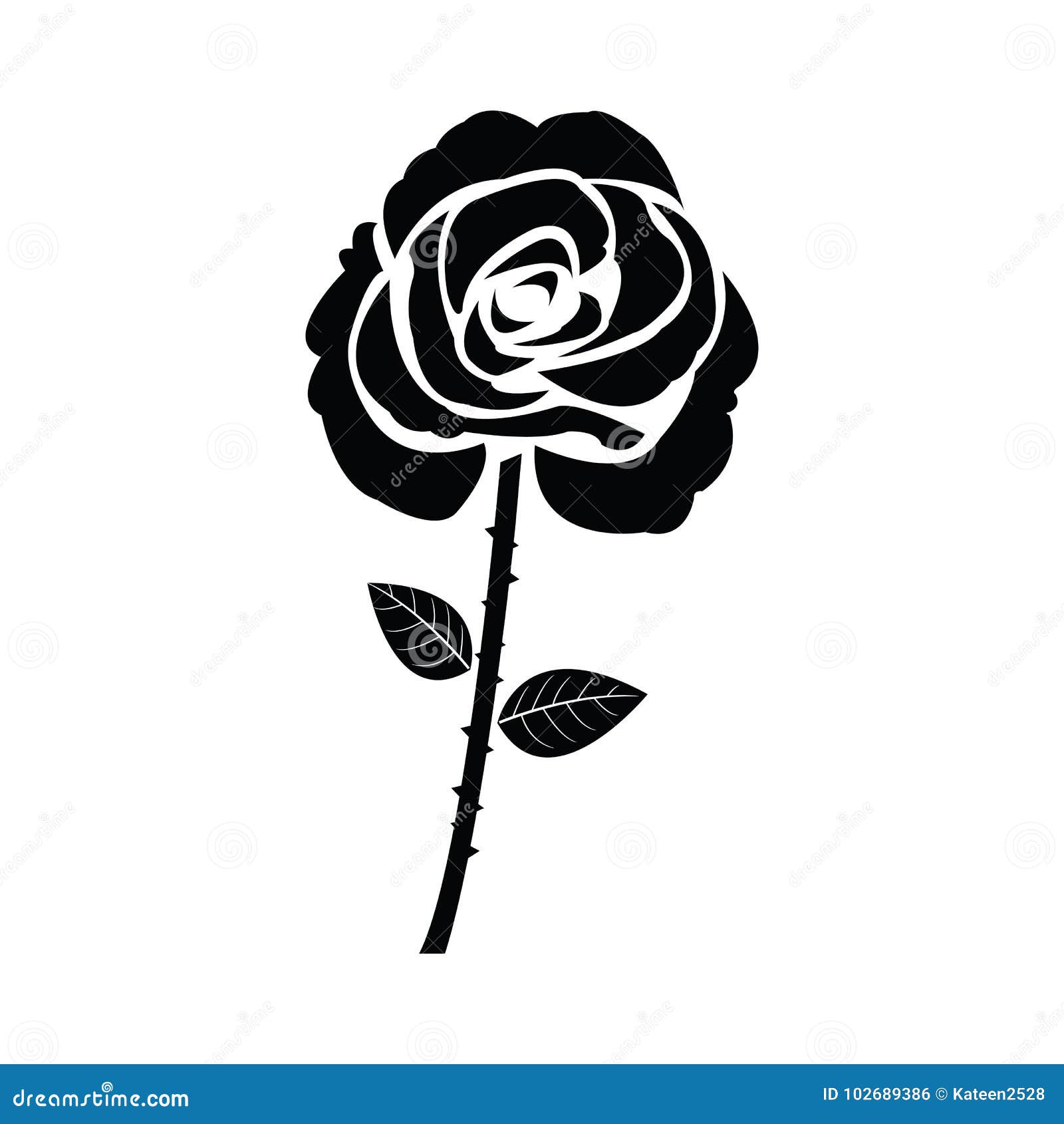 Black silhouette of rose stock illustration. Illustration of beautiful ...