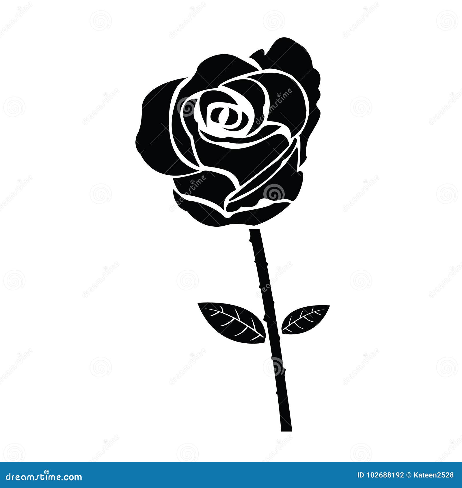 Black Silhouette of Rose Set Stock Vector - Illustration of ornate ...