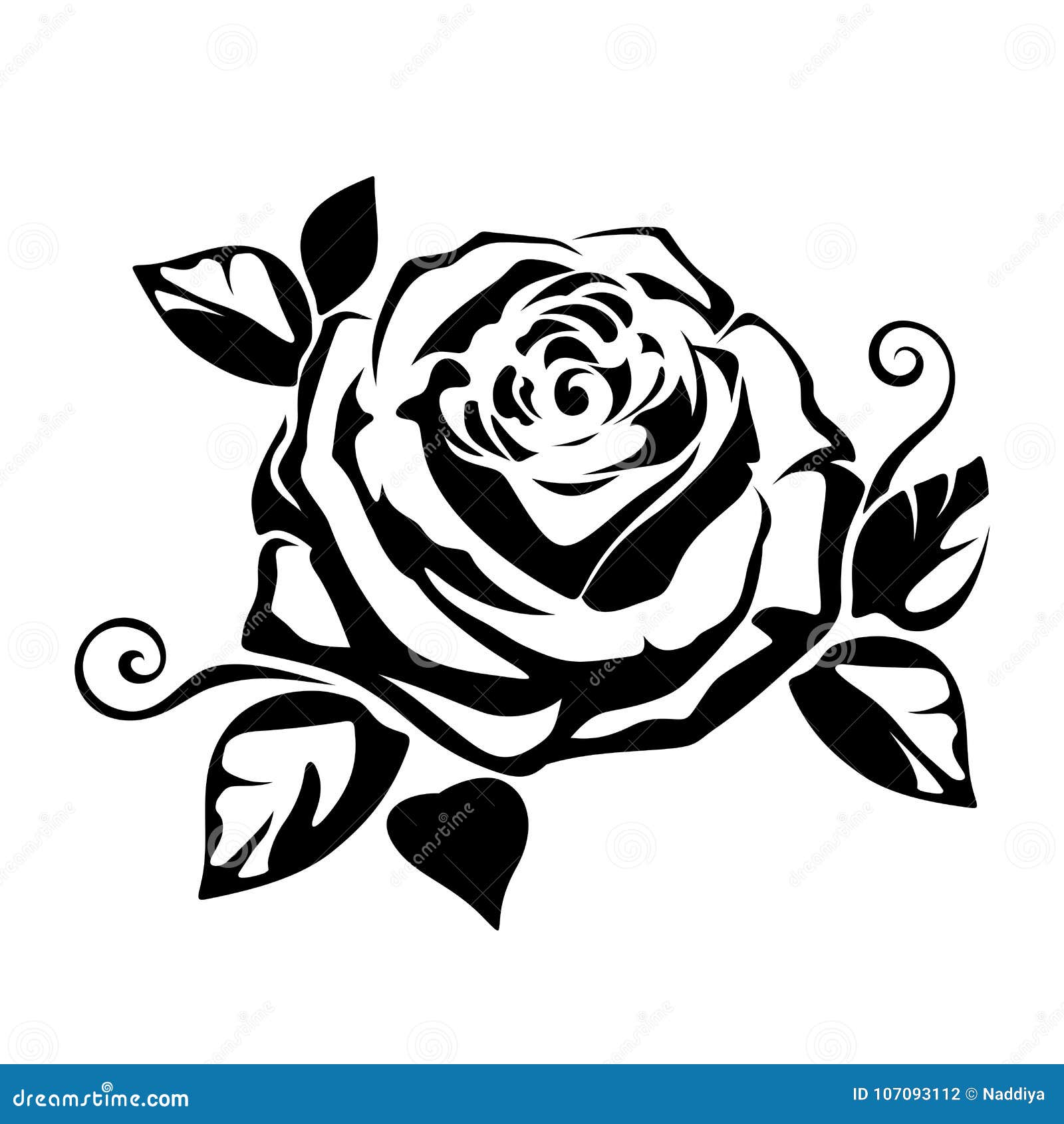 Black Silhouette of a Rose. Vector Illustration. Stock Vector ...