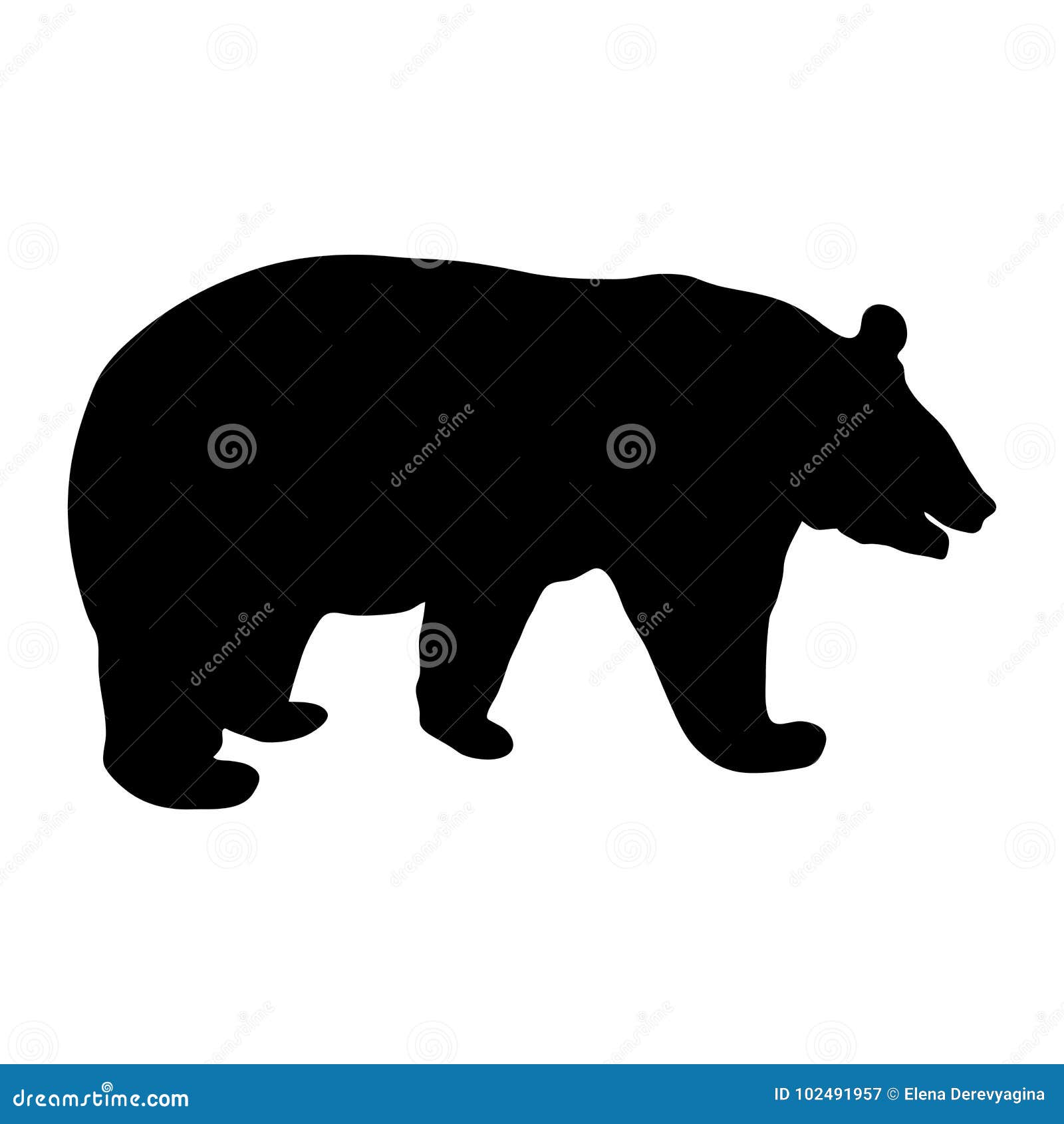Black Silhouette of Running Bear on White Background Vector