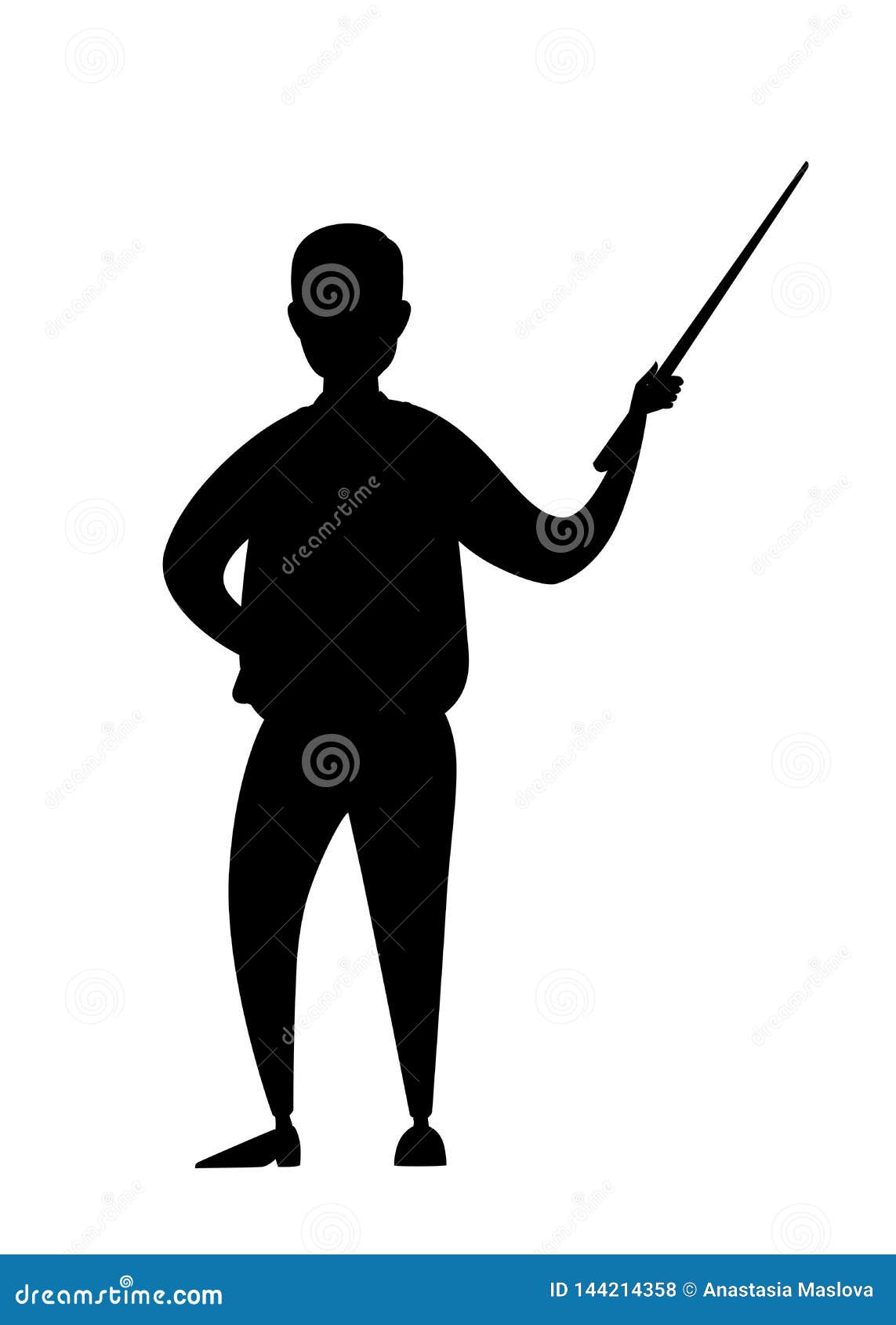 Black Silhouette. Senior Teacher, Professor Standing in Front, and Holds  Pointer with Book. Cartoon Character Design Stock Illustration -  Illustration of people, biology: 144214358