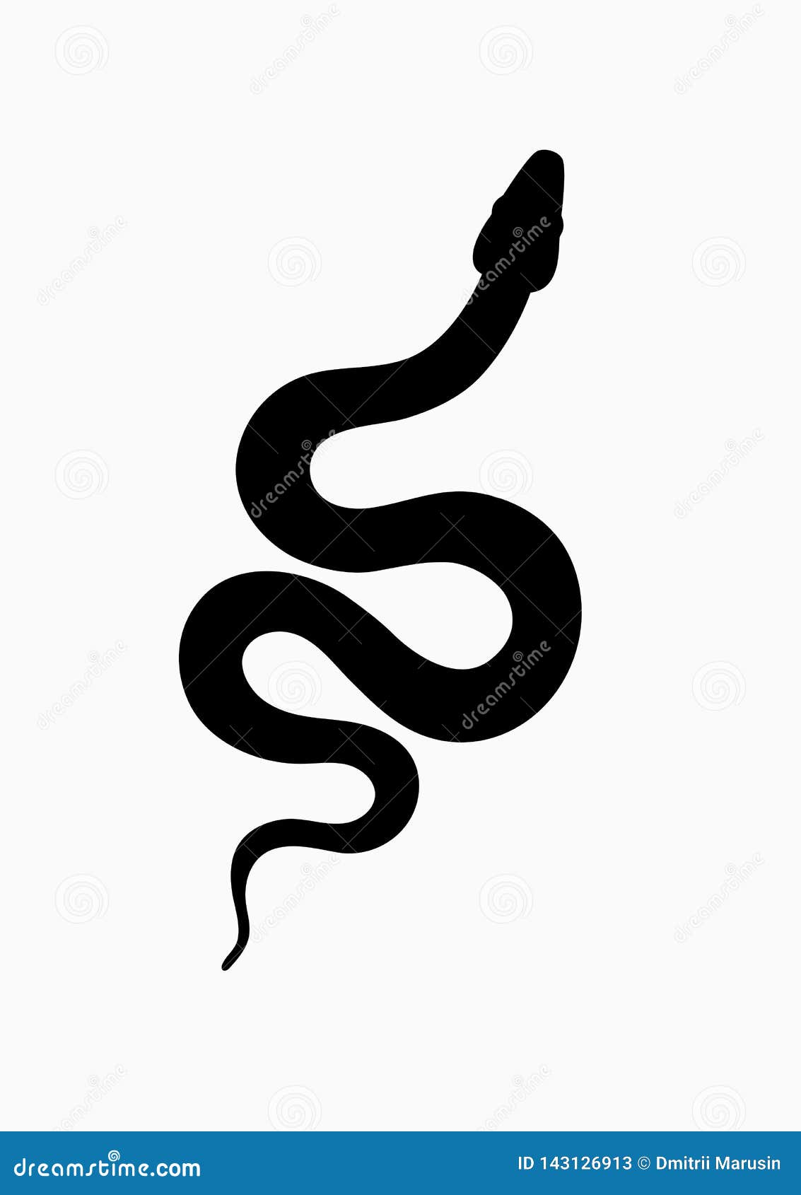 Black Silhouette Snake. Isolated Symbol or Icon Snake on White ...
