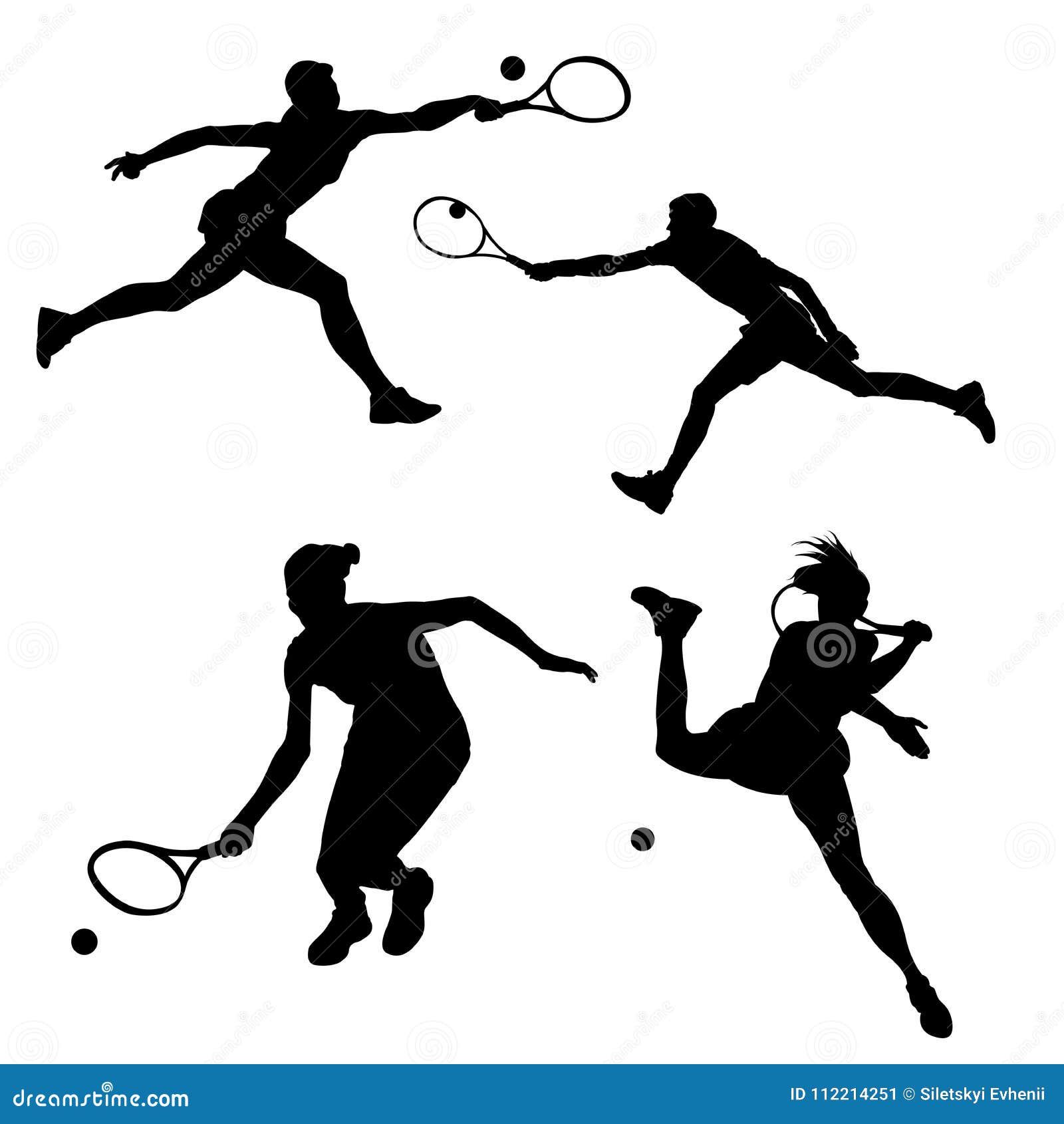 Black Silhouette of Tennis Player on White Background Stock Vector ...