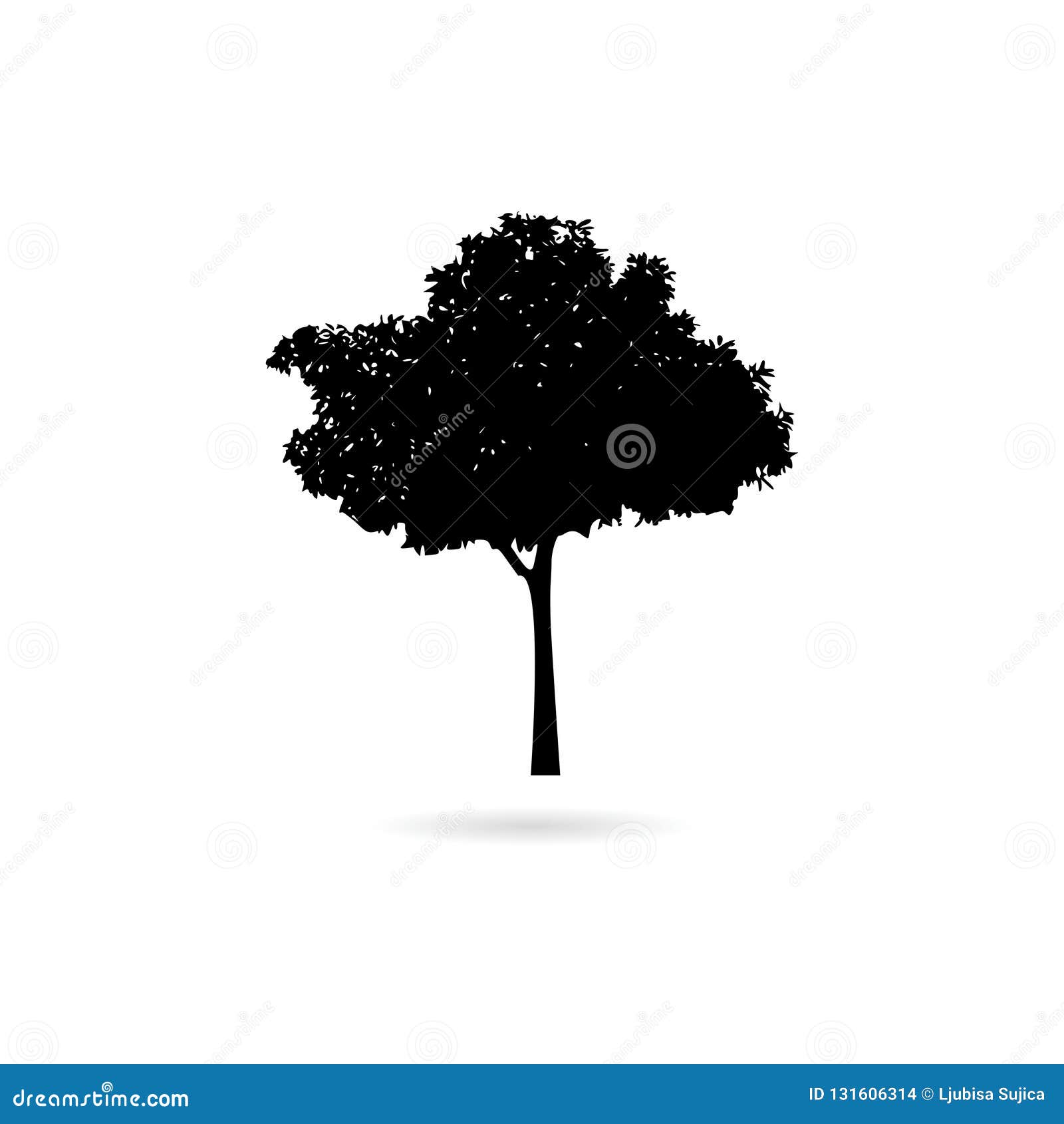 Download Black Silhouette Of Tree On White Background, Icon Or Logo ...