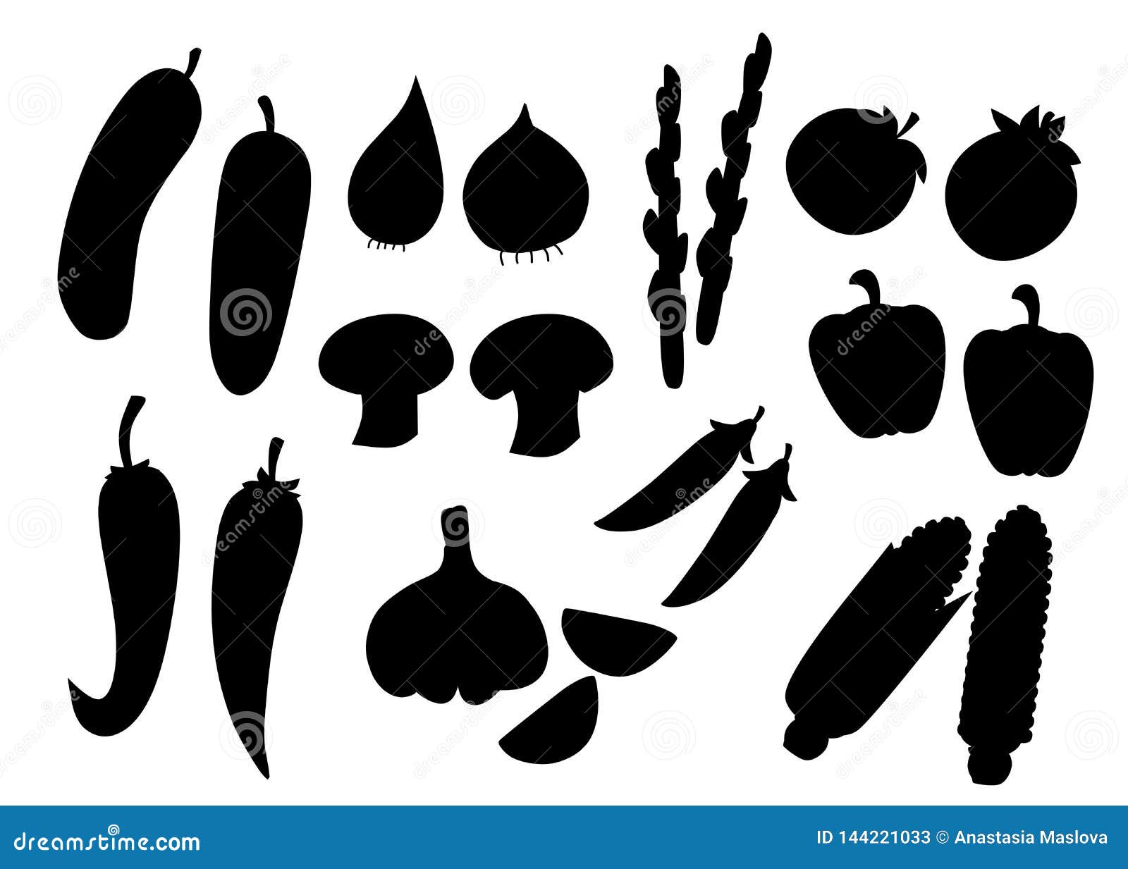 Black Silhouette. Vegetable Collection Icon. Set of Pepper, Garlic ...