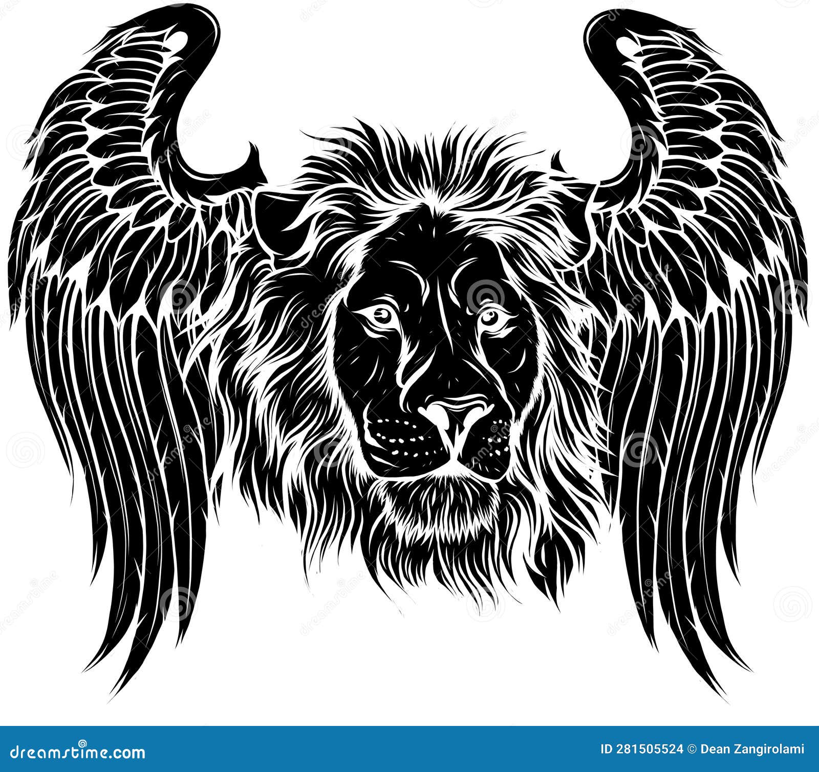 Black Silhouette of Winged Lion Vector Illustration Draw Stock Vector ...