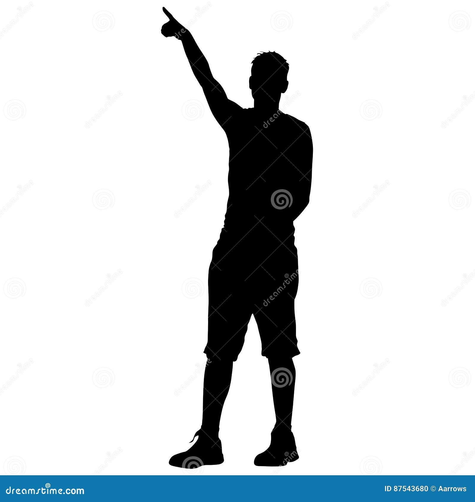 Black Silhouettes Man with Arm Raised. Vector Illustration Stock Vector