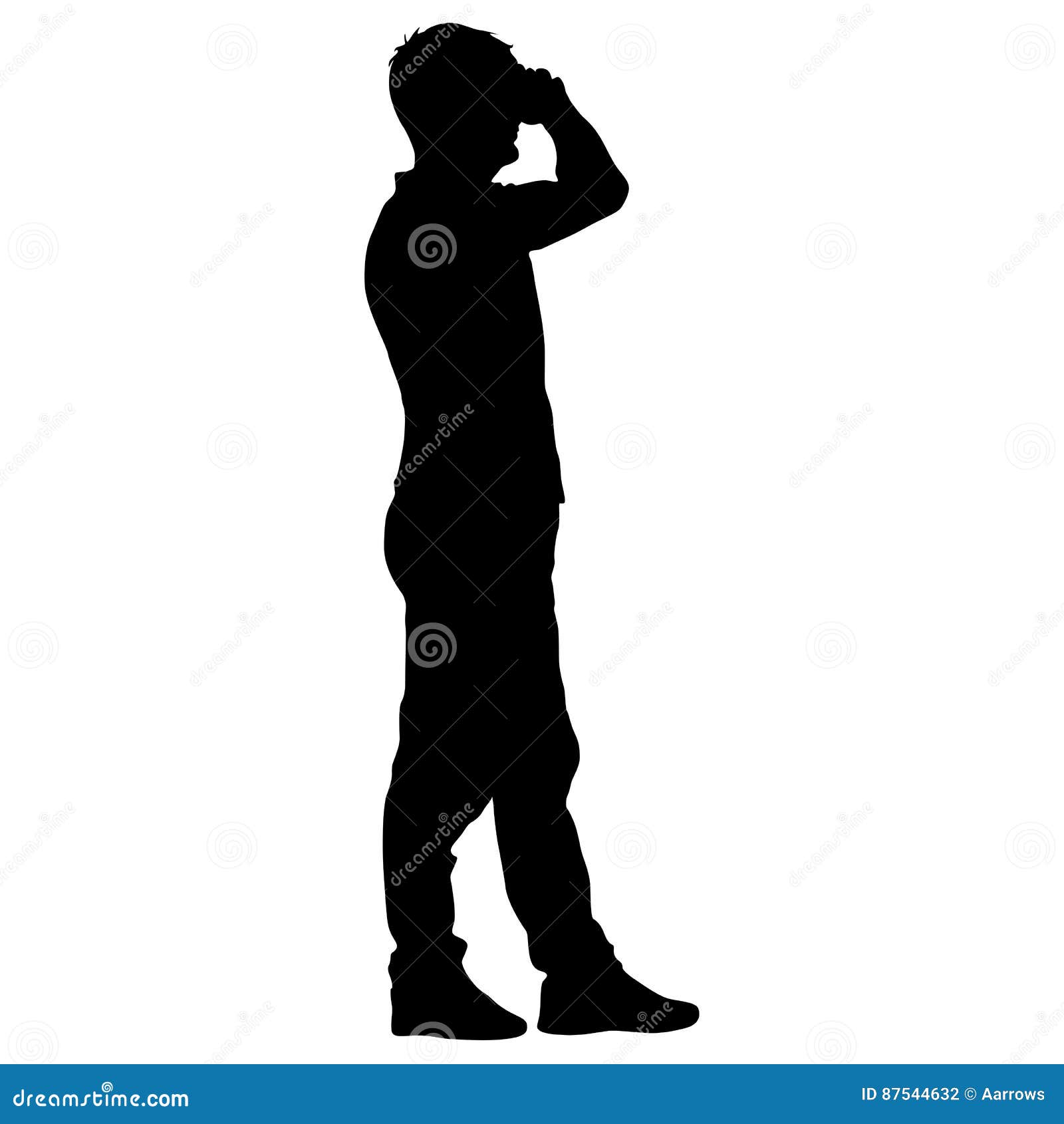 Black Silhouettes Man with Arm Raised. Vector Illustration Stock Vector