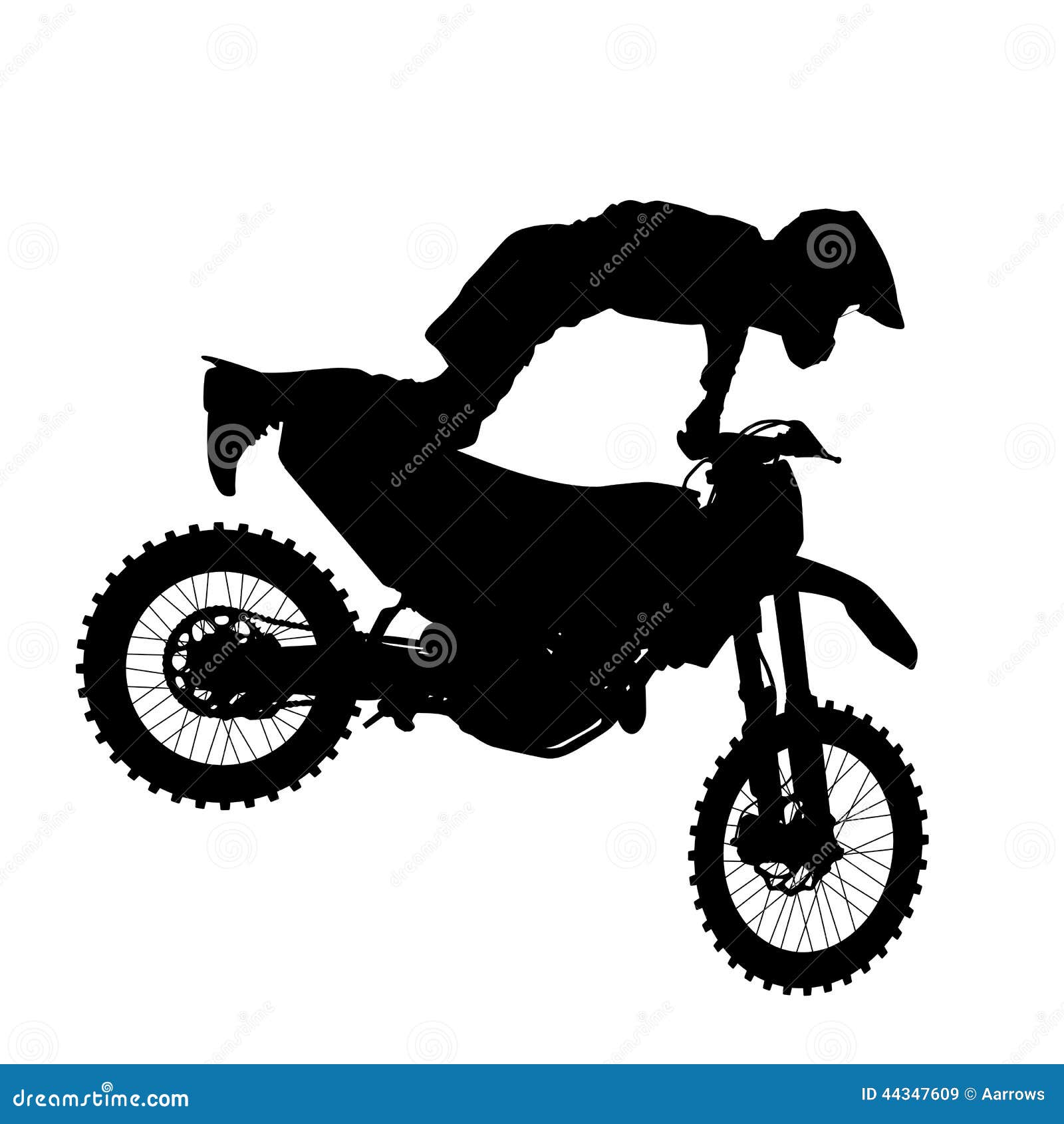 Black silhouettes Motocross rider on a motorcycle. Vector