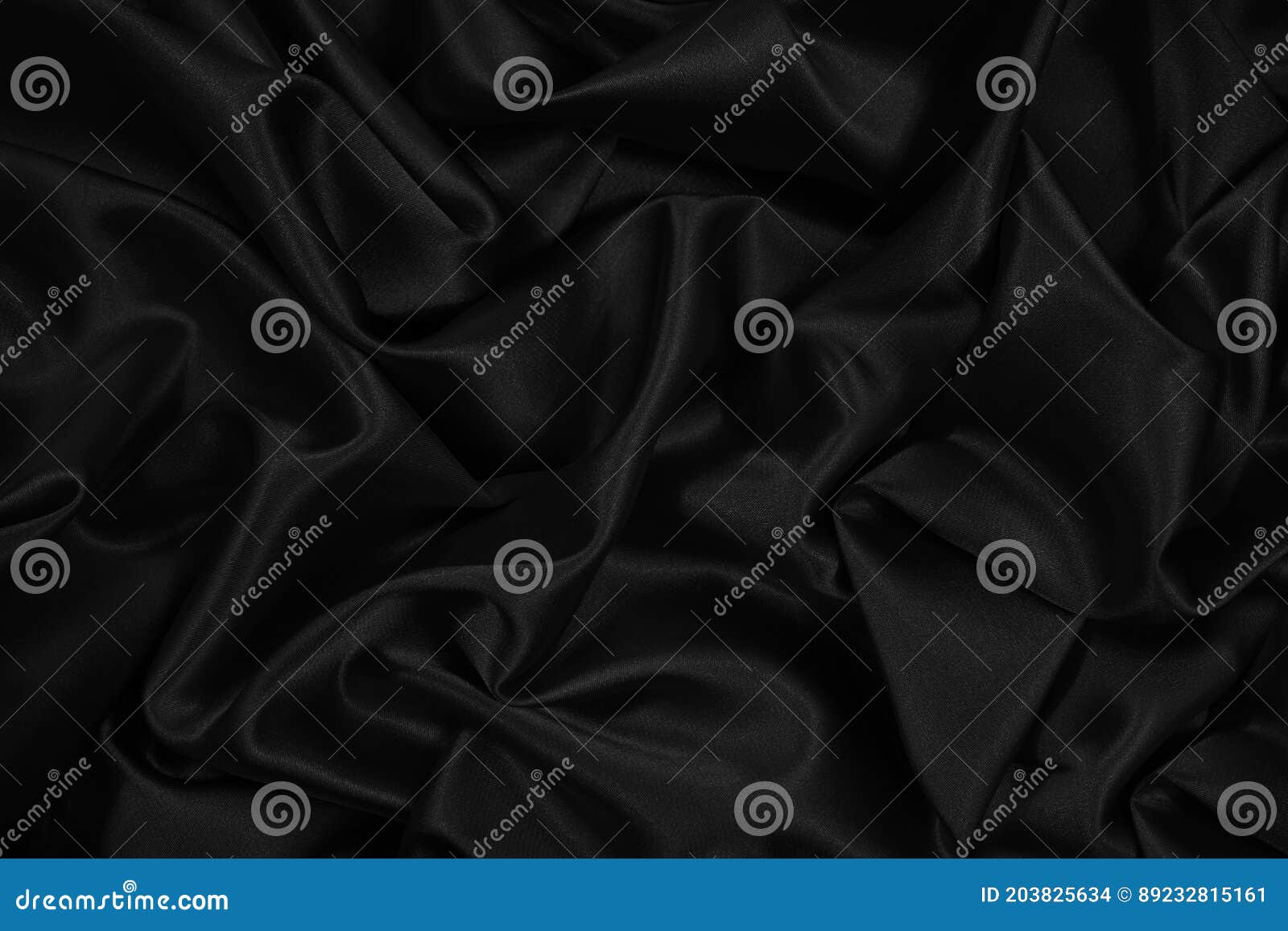 Black Silk Satin. Black Elegant Shiny Fabric Background. Beautiful