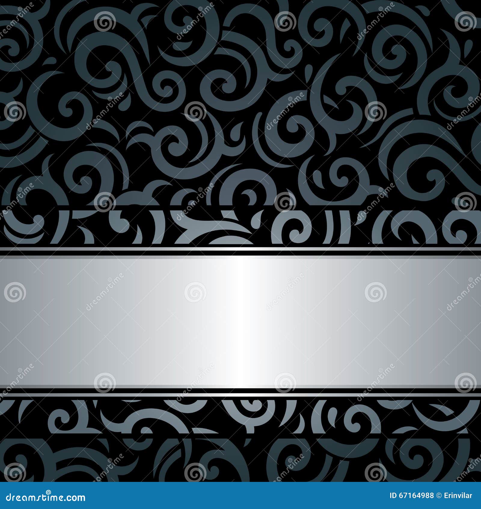 Black & Silver Luxury Vintage Wallpaper Background Stock Vector