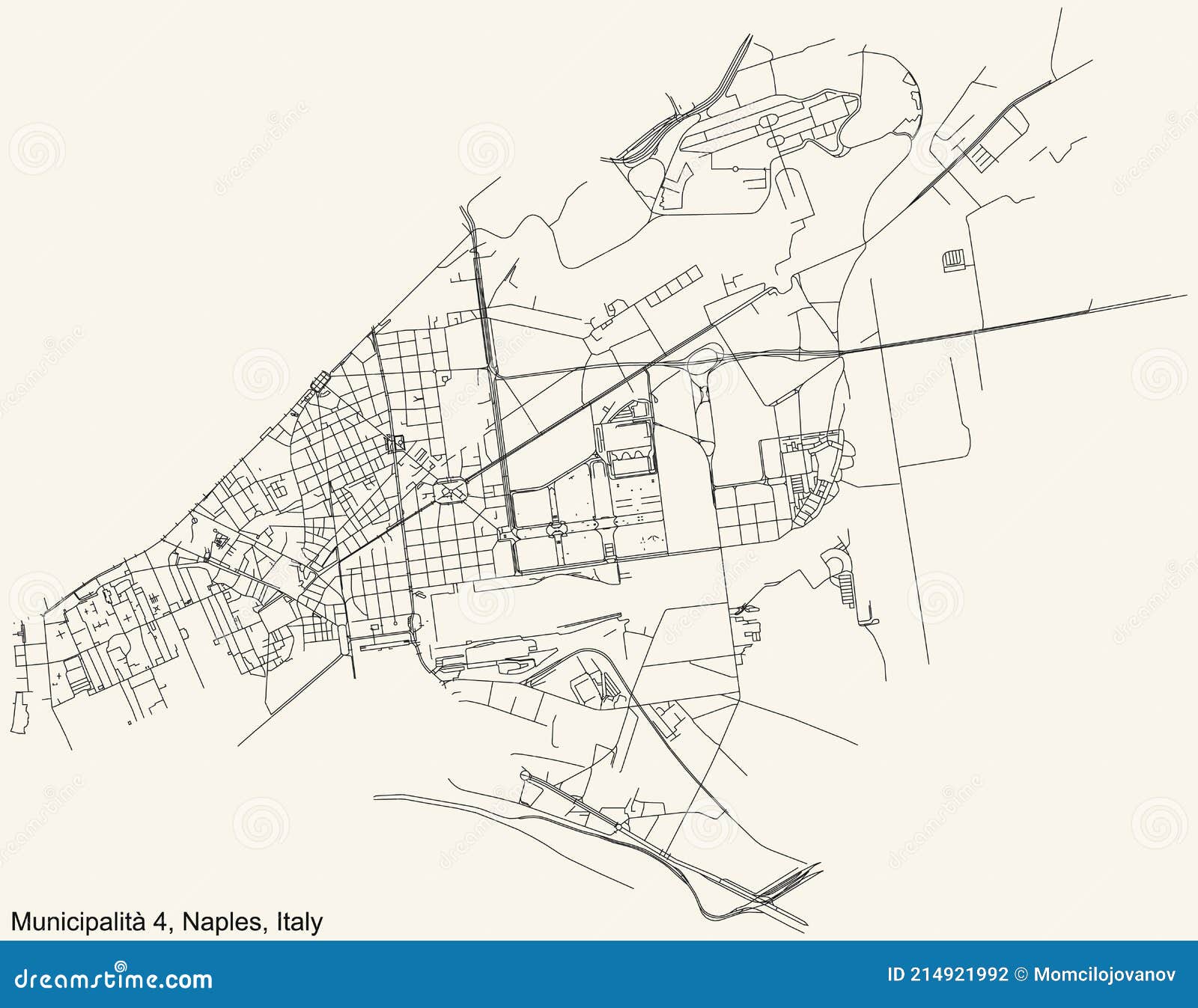 street roads map of the 4th municipality poggioreale, san lorenzo, vicaria, zona industriale of naples, italy