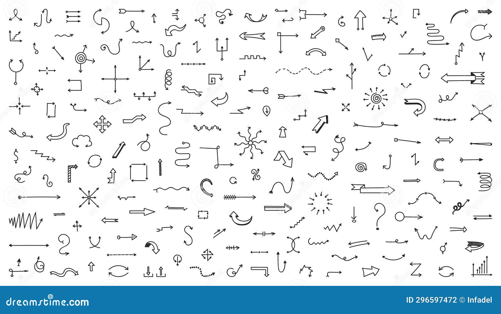 black simple linear arrows like big doodle set