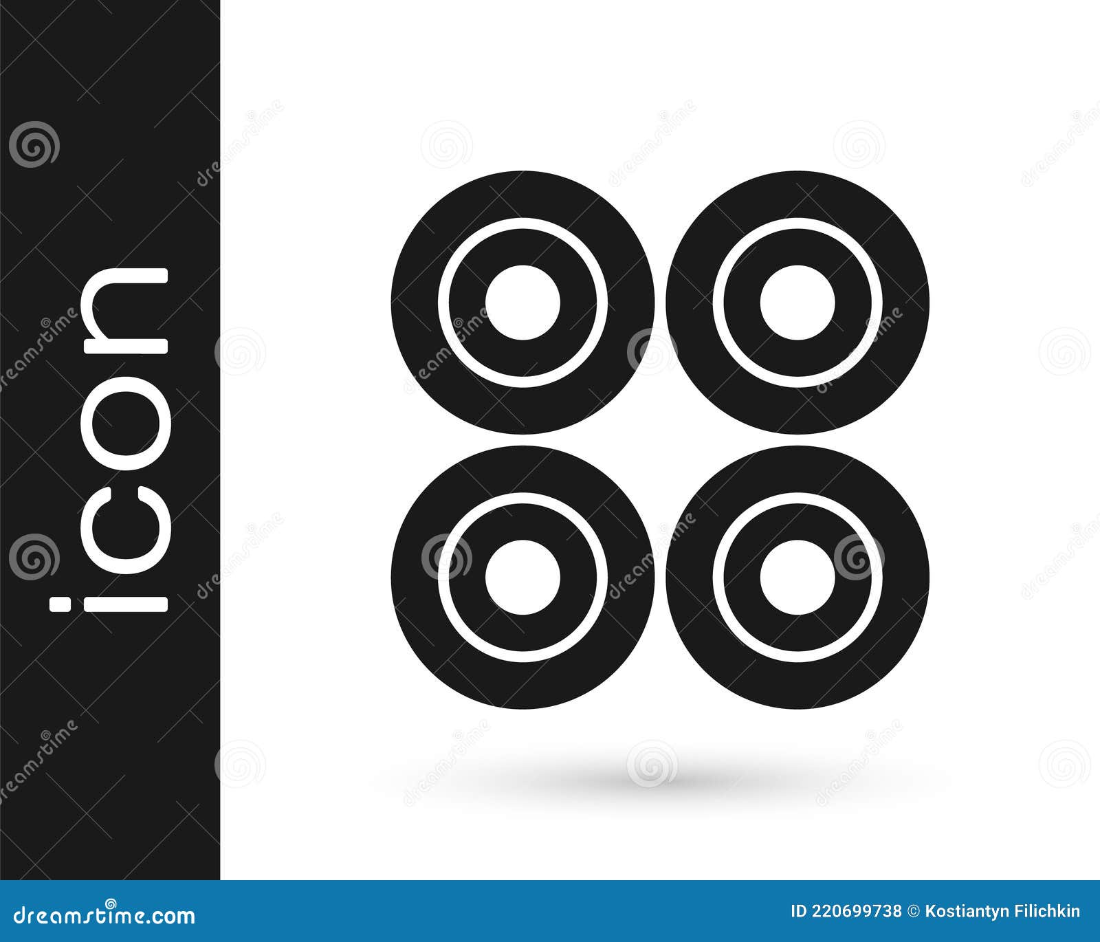 Black Skateboard Wheel Icon Isolated on White Background. Skate Wheel