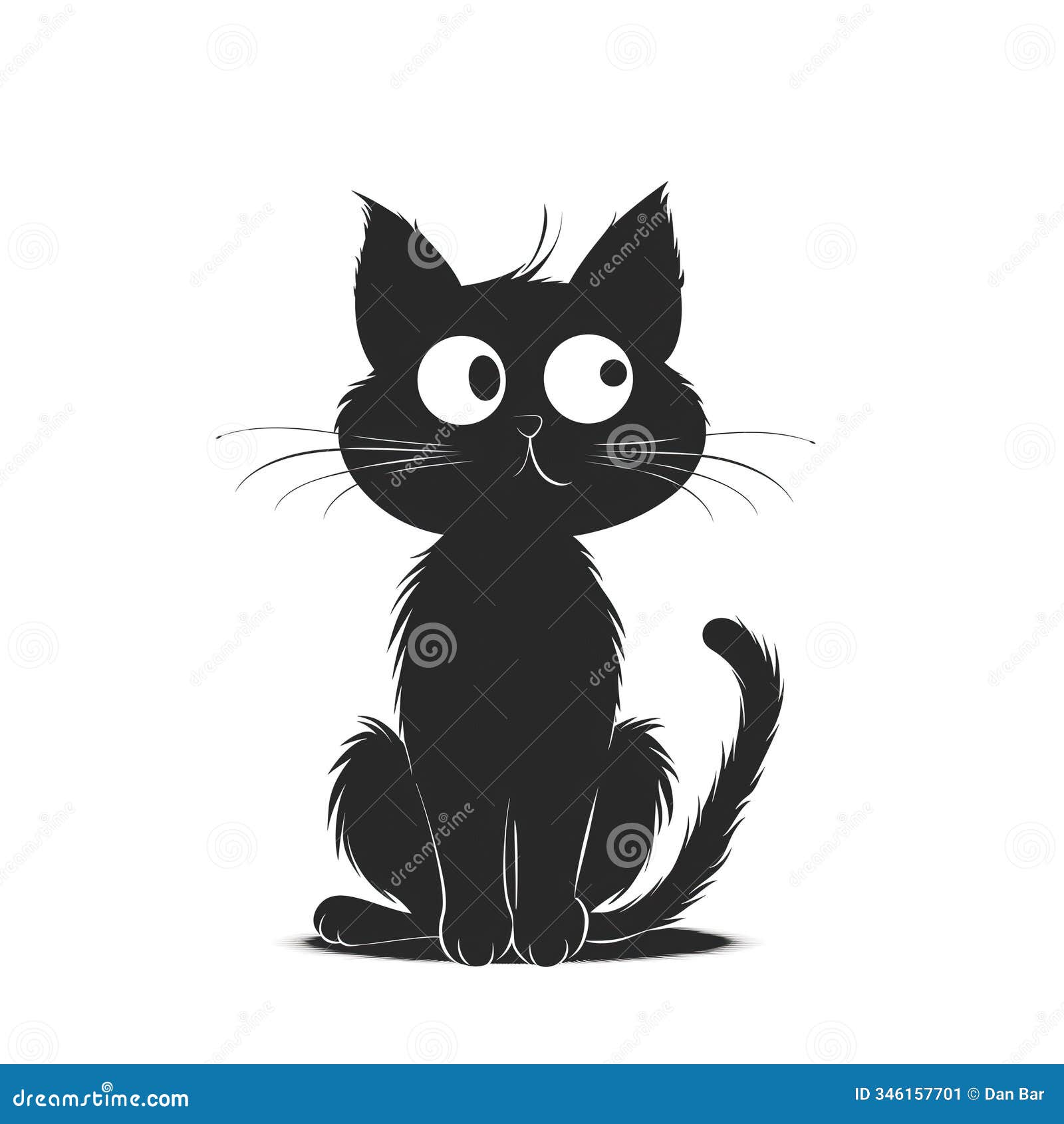 a black sketch of a funny cartoon cat, generative ai
