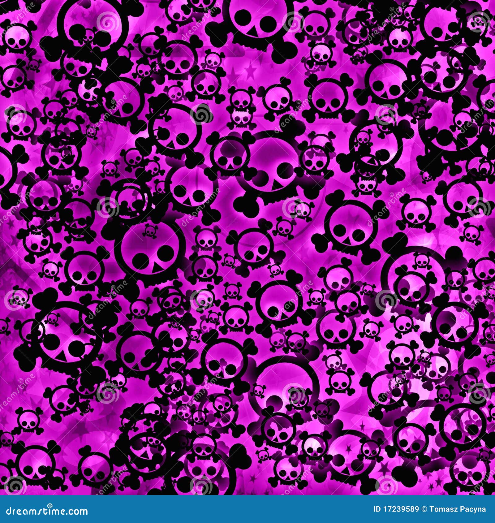 Black Skulls On Pink Background Stock Illustration