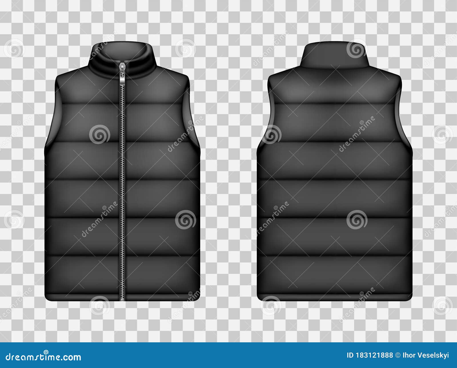 Download Black Sleeveless Puffer Jacket, Down Vest Mockup Stock ...