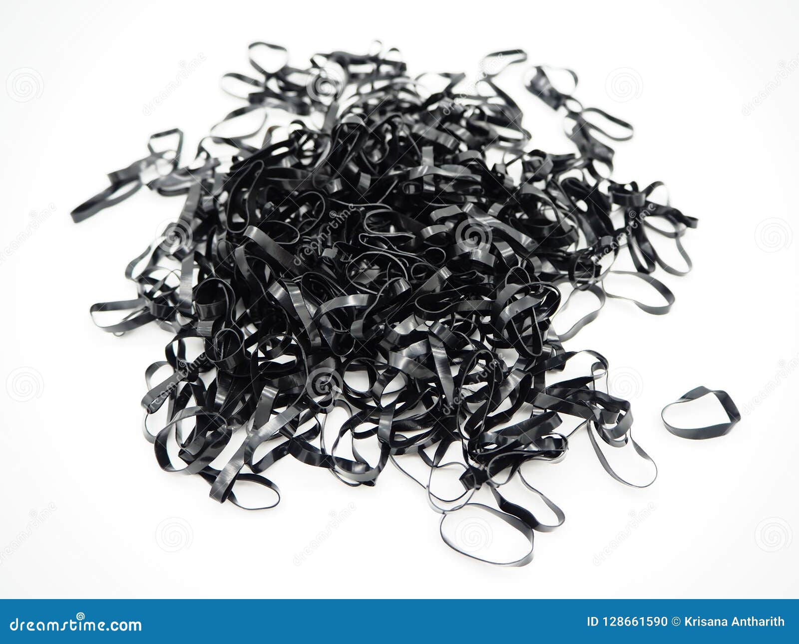 Black and Small Rubber Band Isolated on White Background Stock Photo