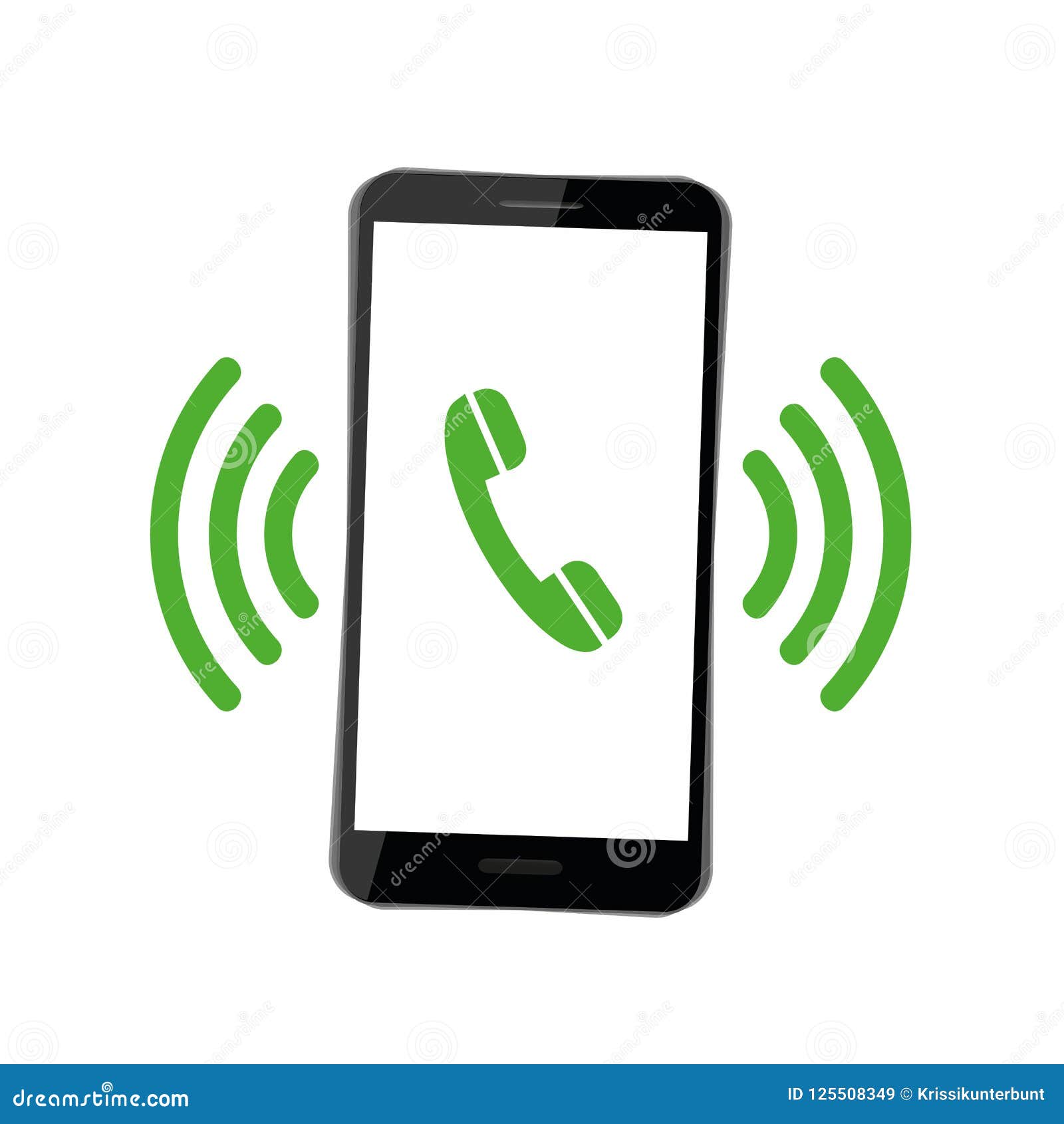 black smartphone mobile phone rings green telephone receiver black smartphone mobile phone rings green telephone receiver vector 125508349