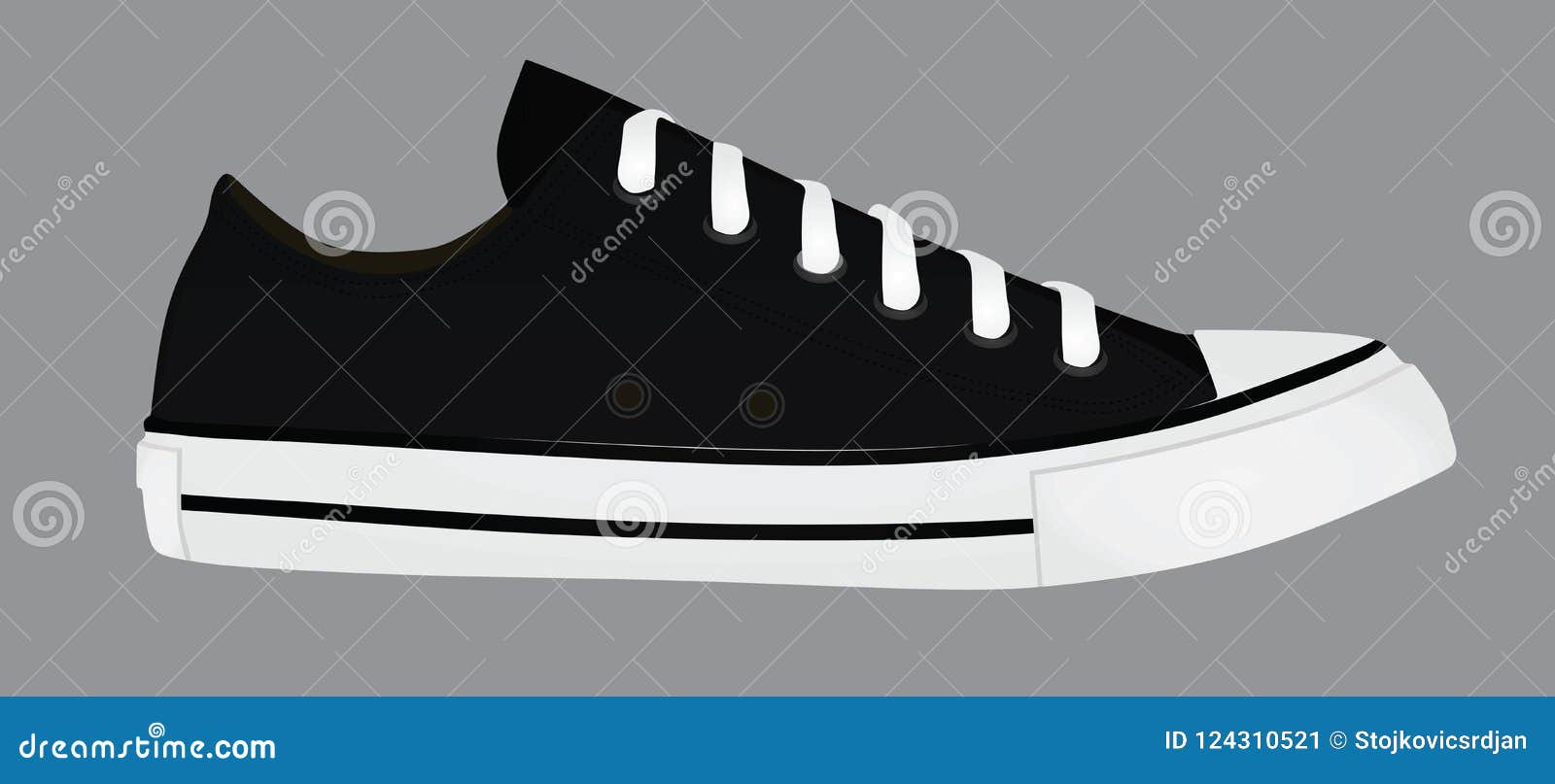 Black Sneaker Shoe, Side View Vector - of shoes, colorful: 124310521