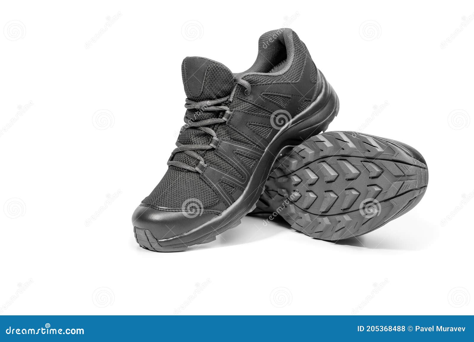 Black Sneakers Isolated on White Background. Black Sneakers Running Shoes.  Casual Shoes. Youth Style Stock Photo - Image of active, membrane: 205368488