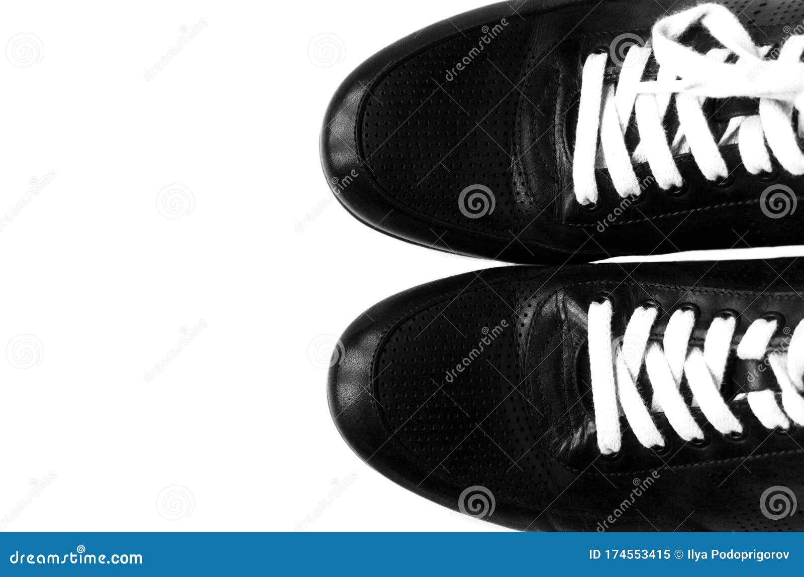 Black Sneakers on a White Background, Black Shoes with White Laces ...