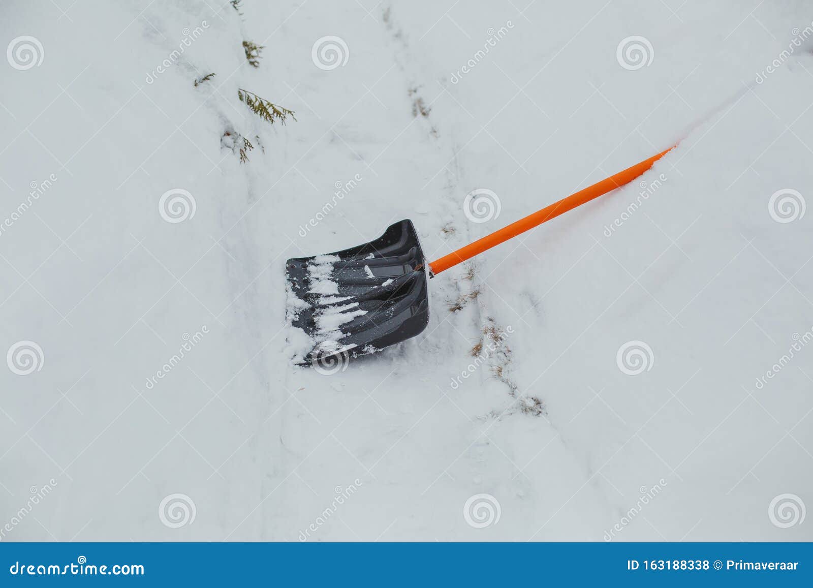 Black Snow Shovel Lying in the Snow 1 Stock Photo Image of mountain