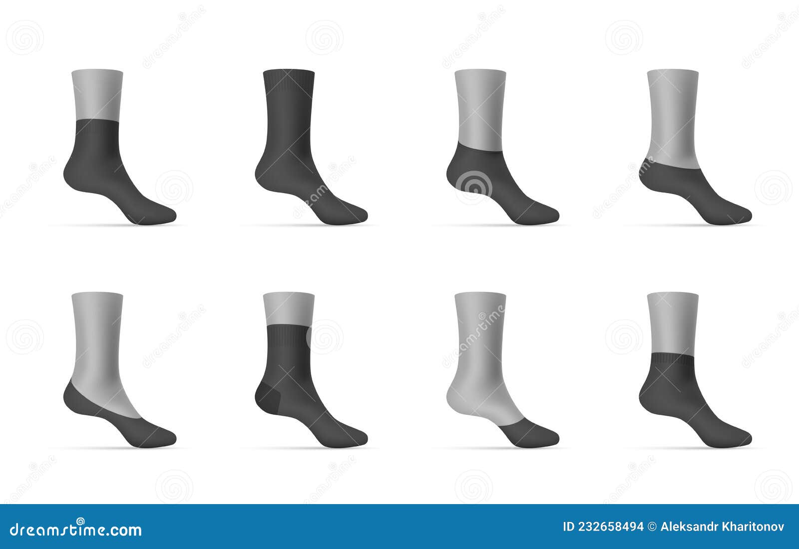 Black Socks on Mannequin Realistic Set Vector Illustration. Tissue ...