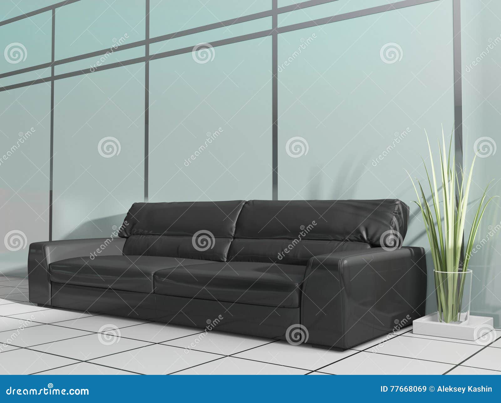 Black Sofa in Modern Interior Stock Image Image of decor, mansion