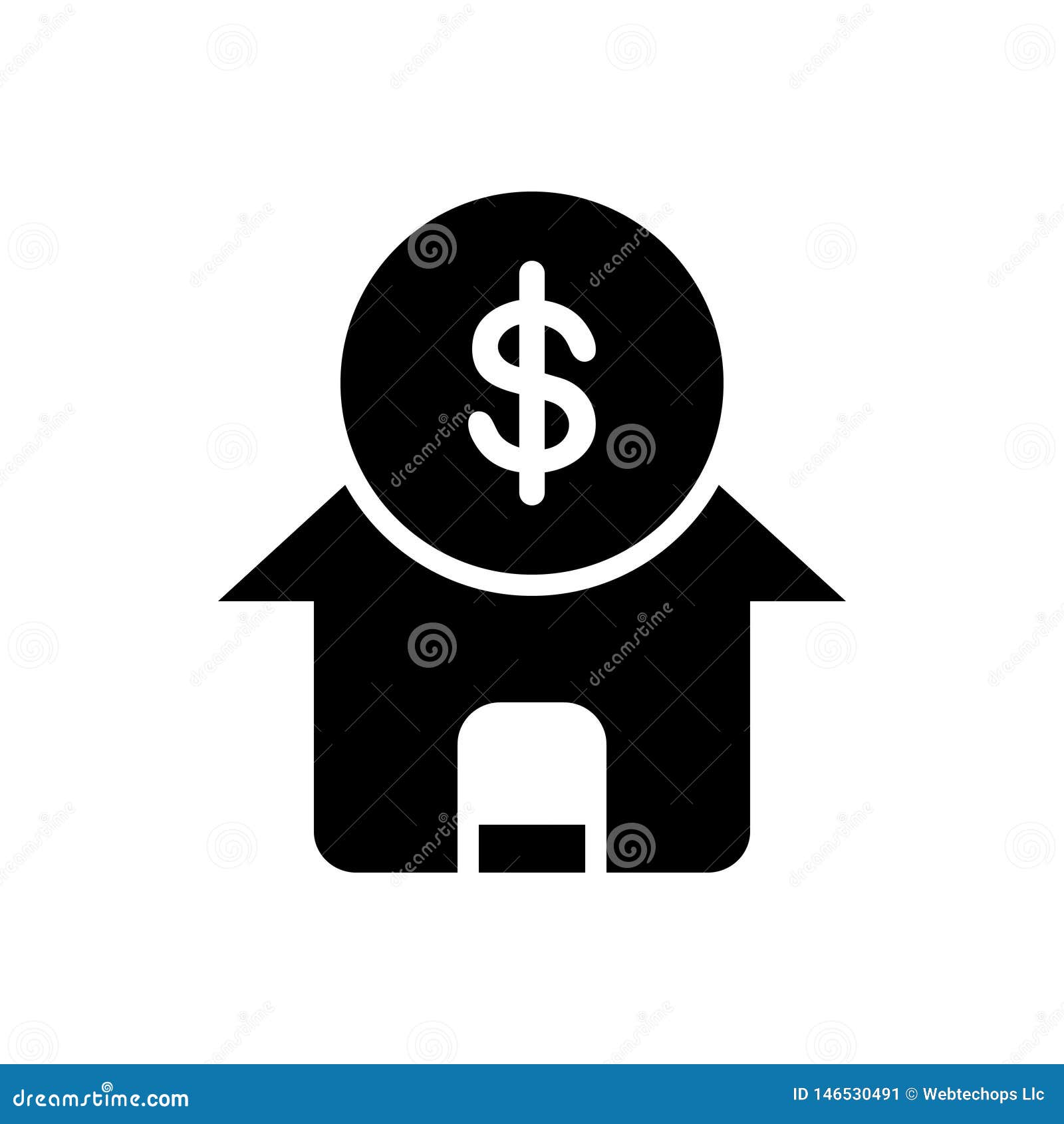Black Solid Icon for Home Loan, Mortgage and Loan Stock Illustration