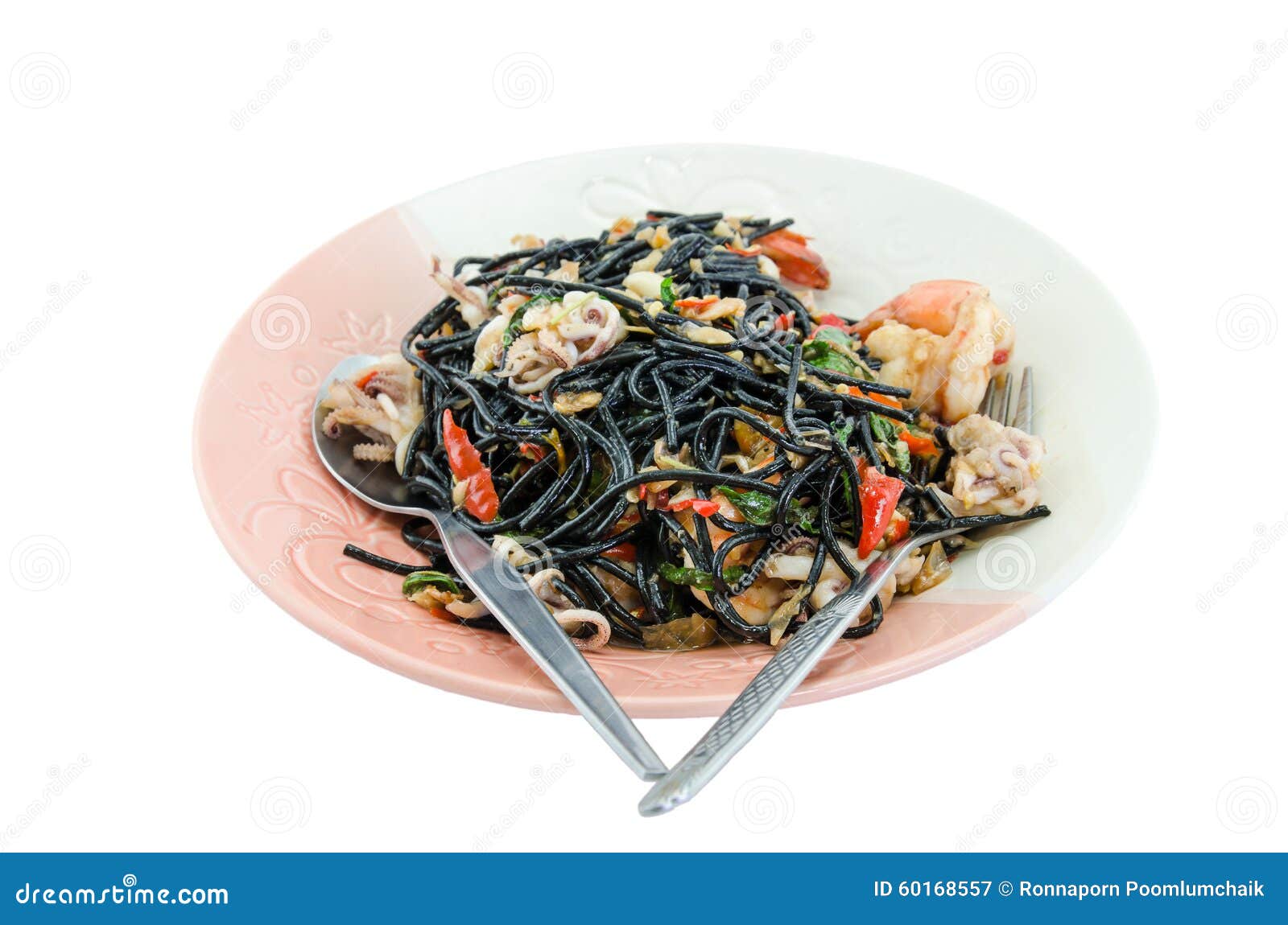 Black Spaghetti with Seafood Stock Image Image of restaurant, dark