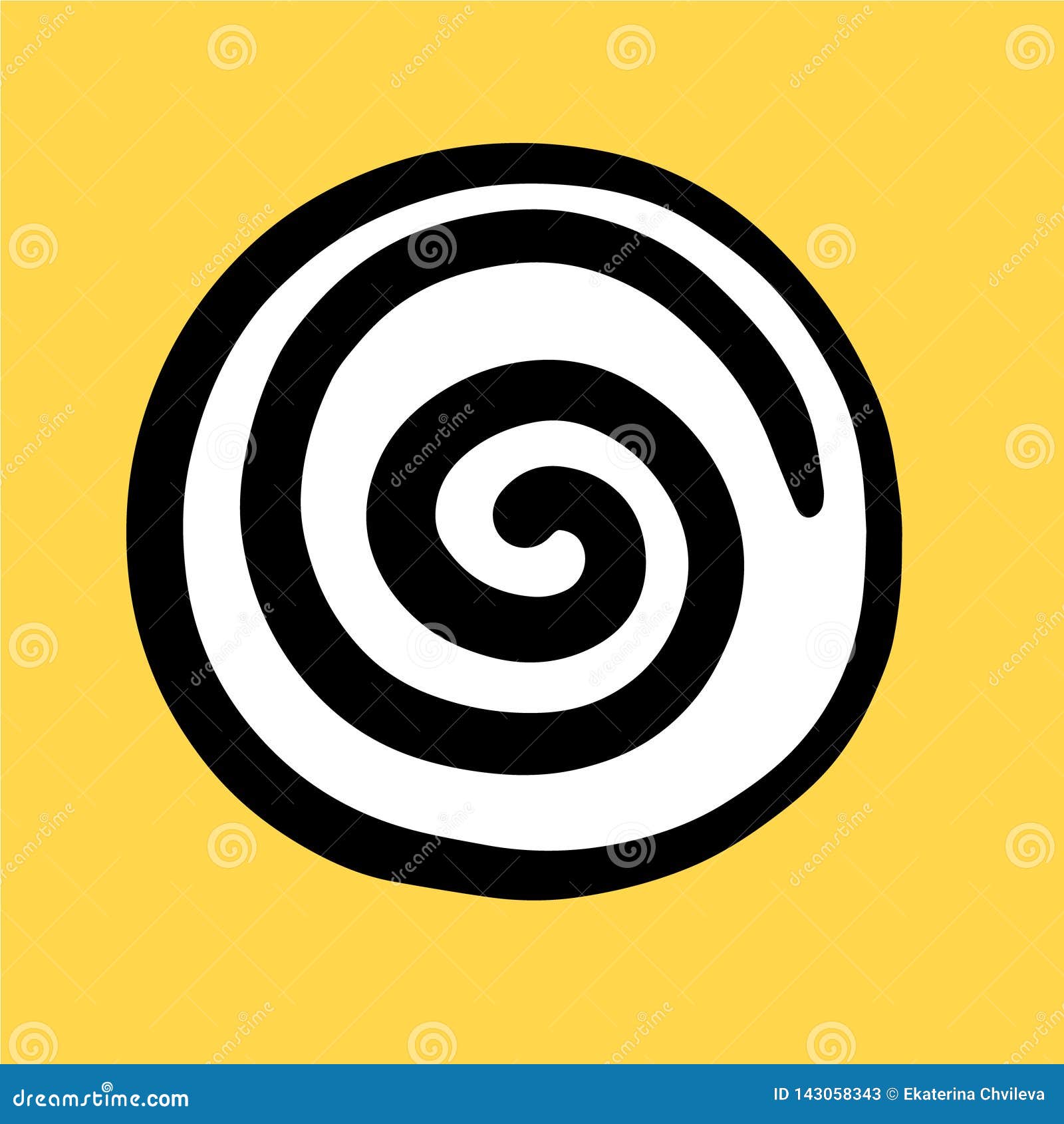 black spiral hand dranw logotype in cartoon style bright colors