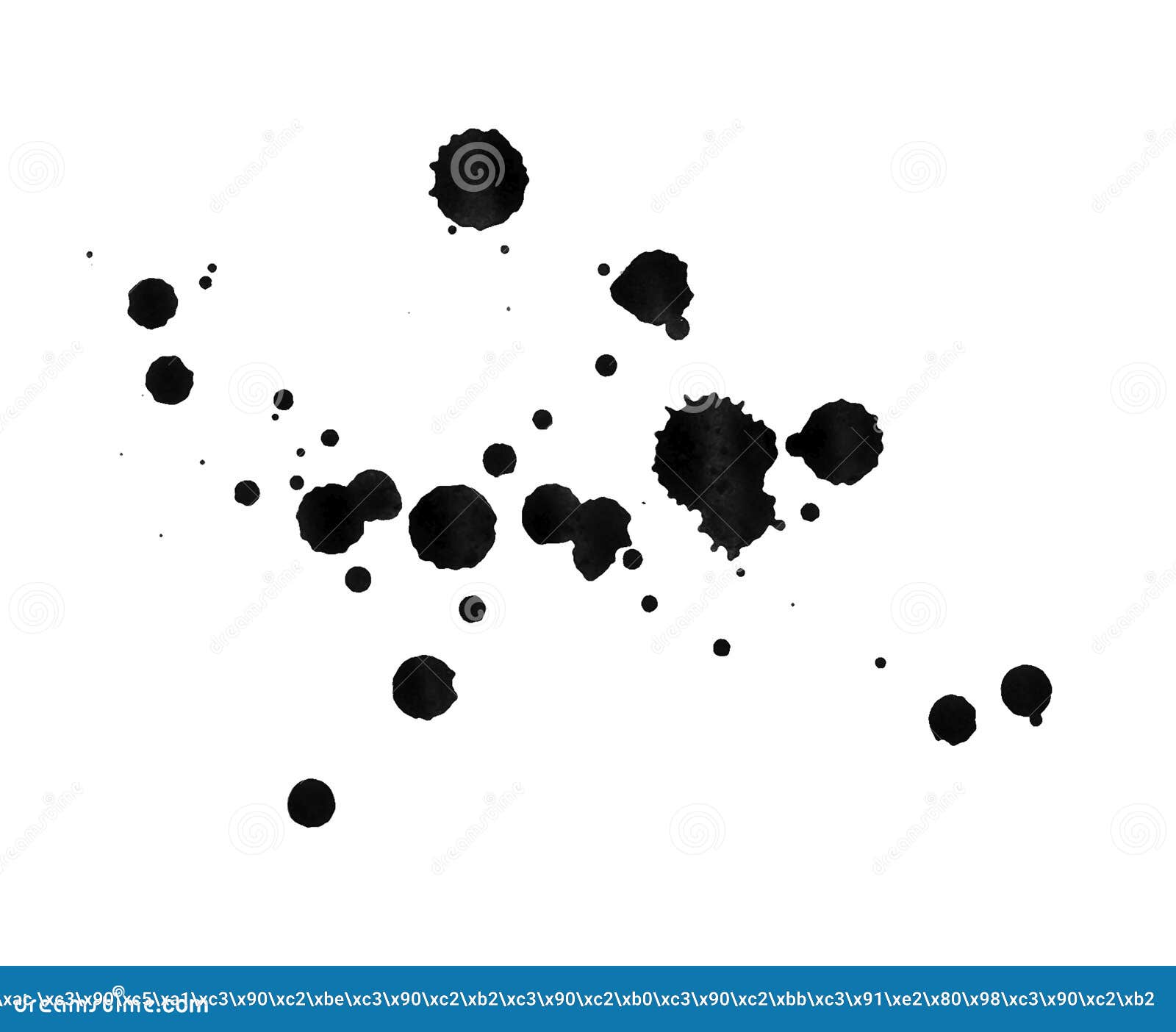 Black Splatter Brush Isolated on White Background. Black Drops Brushes ...