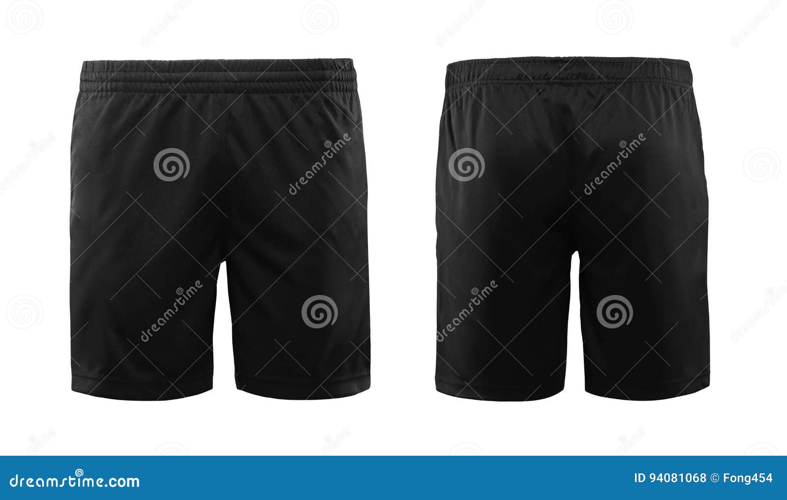 Black Sport Shorts Isolated on White Background with Front and Back ...