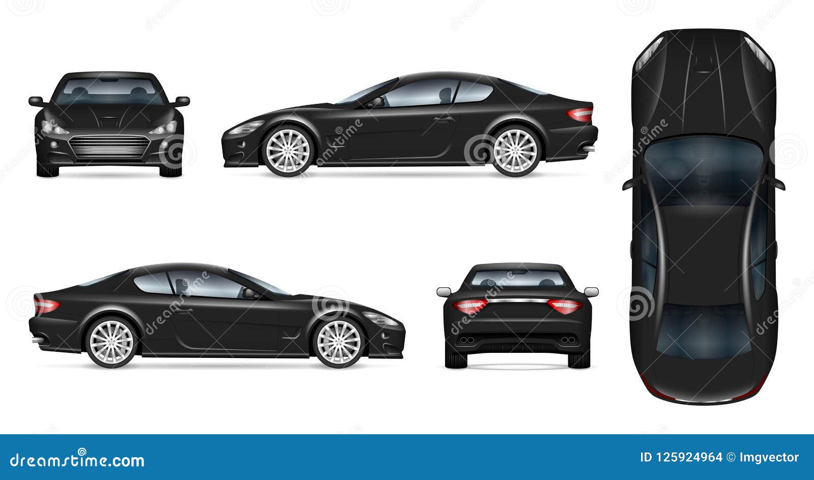 Black Sports Car Realistic Vector Illustration Stock Vector - Illustration  of auto, model: 125924964