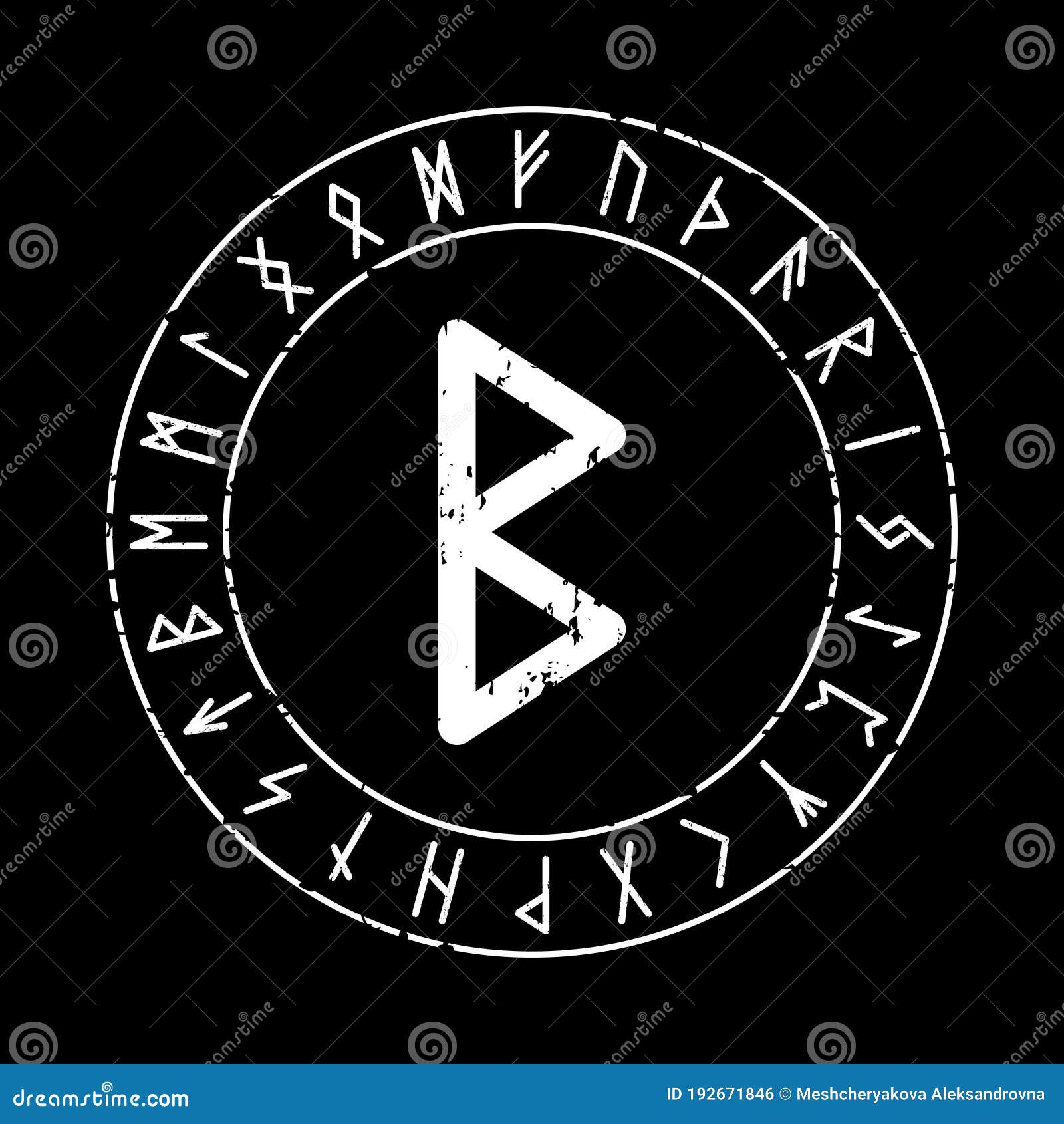 black square background with rune berkana in a magic circle