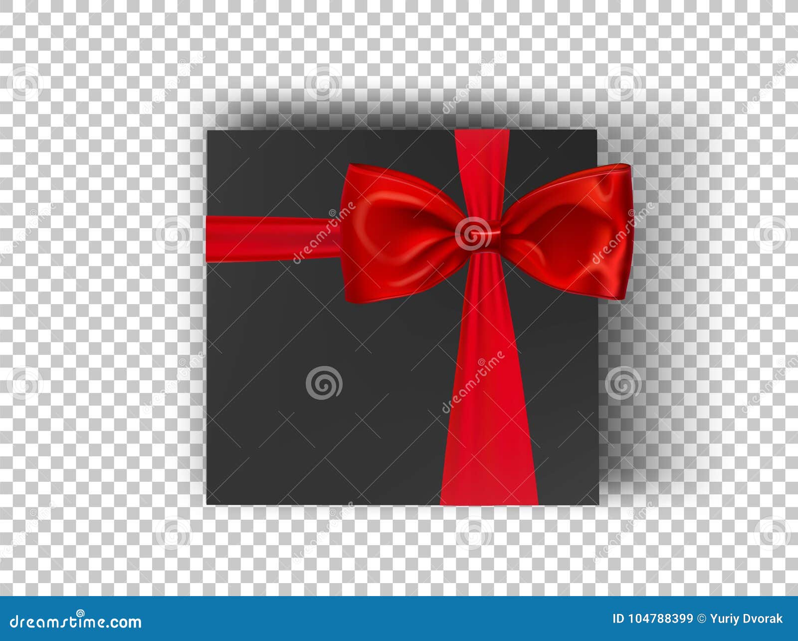 Download Black Square Cardboard Box With Red Ribbon And Bow On ...