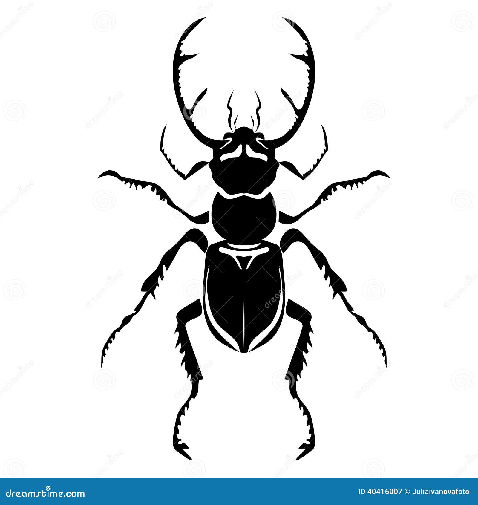 Black stag beetle stock vector. Illustration of picture - 40416007