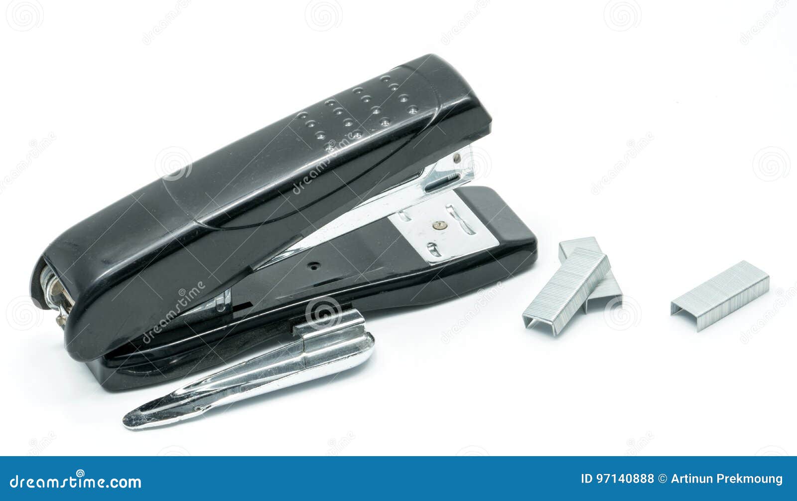 Black Stapler and Staples, Office Accessories Stock Photo Image of