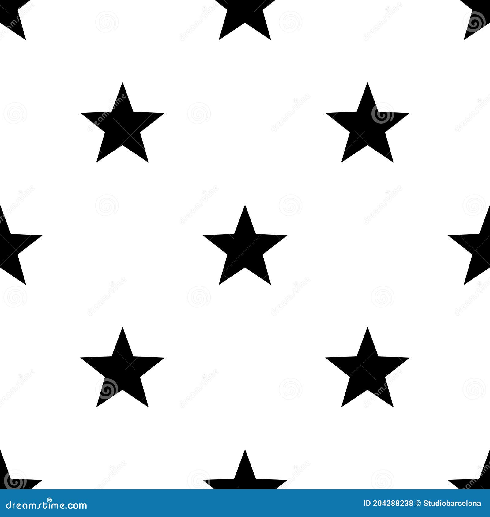 Black Stars on White Background Seamless Pattern Stock Vector