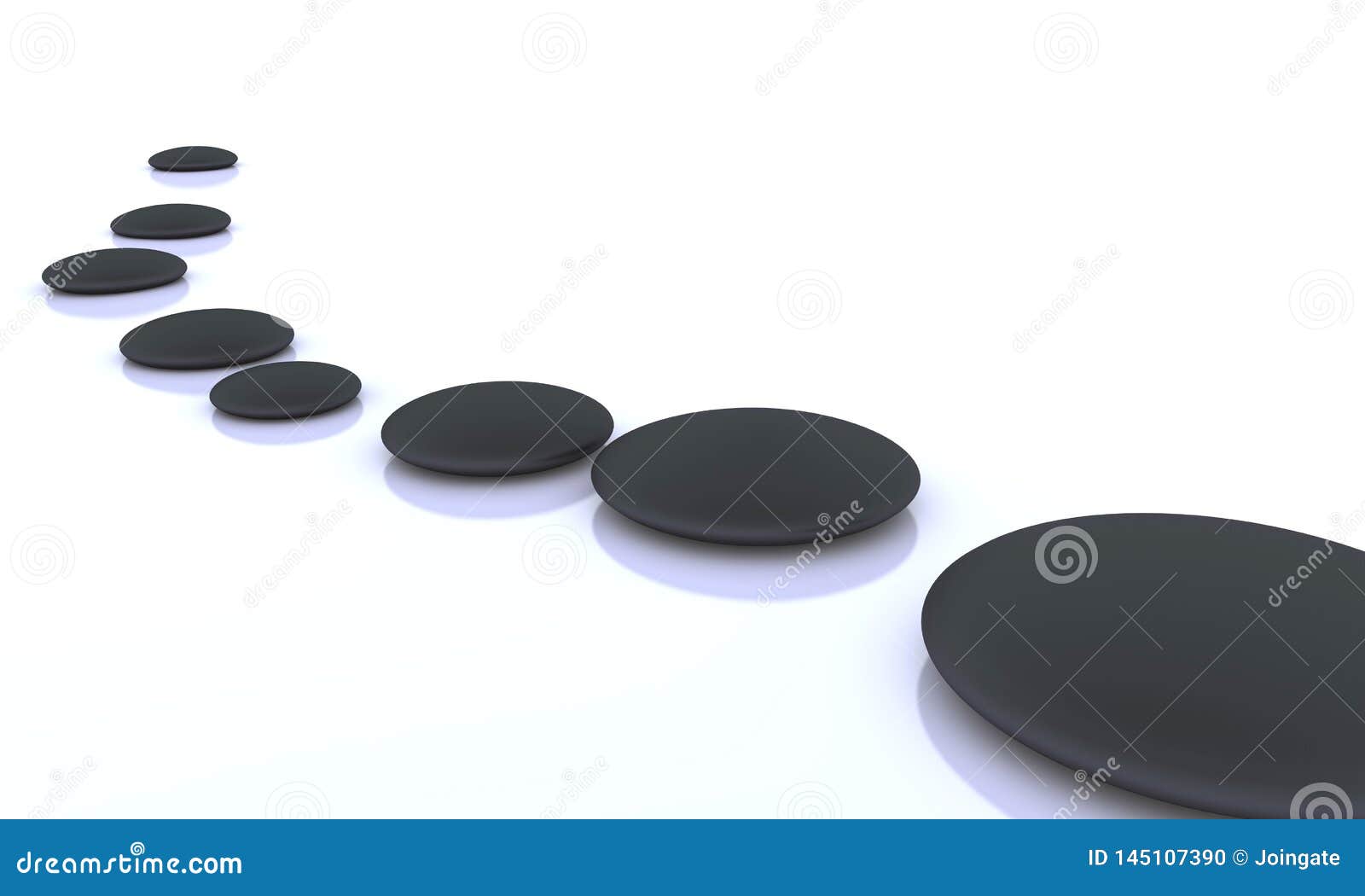 black stepping stones with shadow on white background