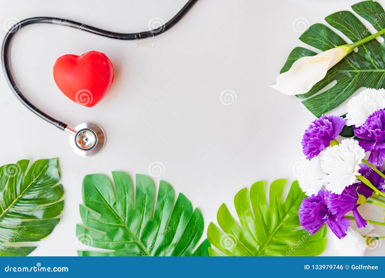 Download Black Stethoscope Doctor Equipment Mockup On Flat White Table To Stock Photo - Image of ...