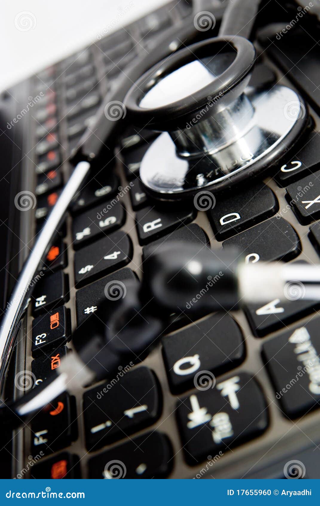Black Stethoscope and Keyboard Stock Photo Image of instrument