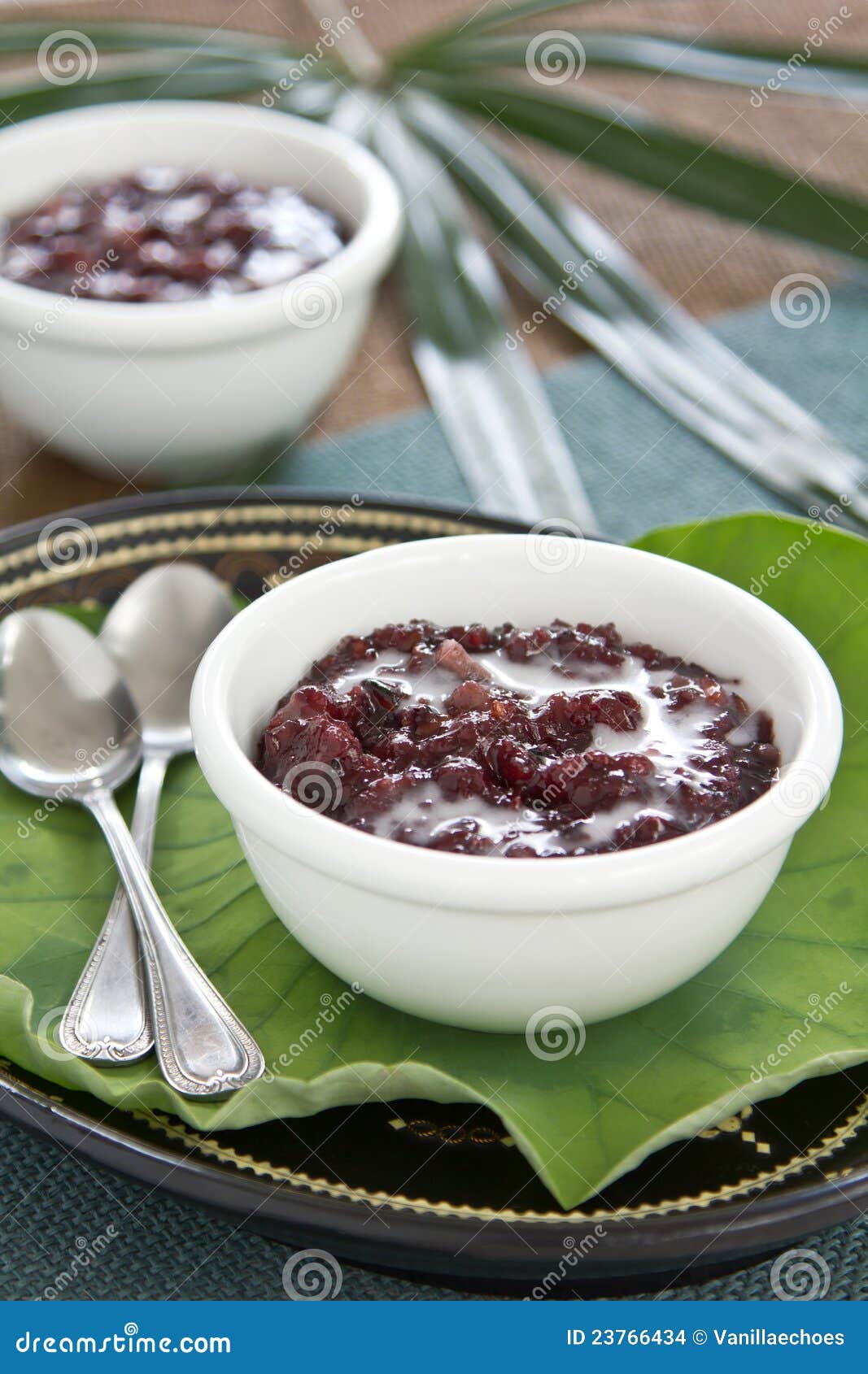 Black Sticky Rice with Coconut Milk [Thai Dessert Stock Photo - Image